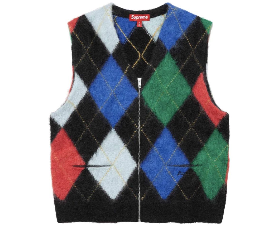 Supreme Supreme Brushed Argyle Zip Up Vest Black XL | Grailed