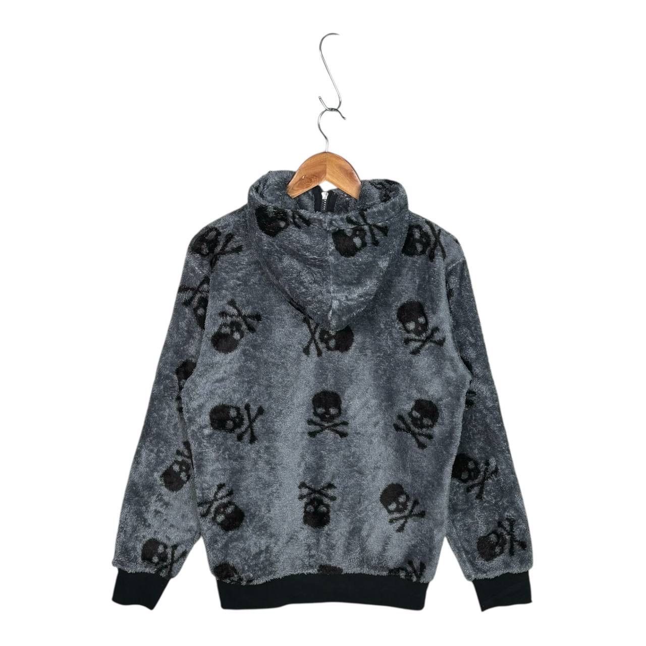 Wild Life Japan Skull Fleece Hoodie Y2K Goth Zip Up