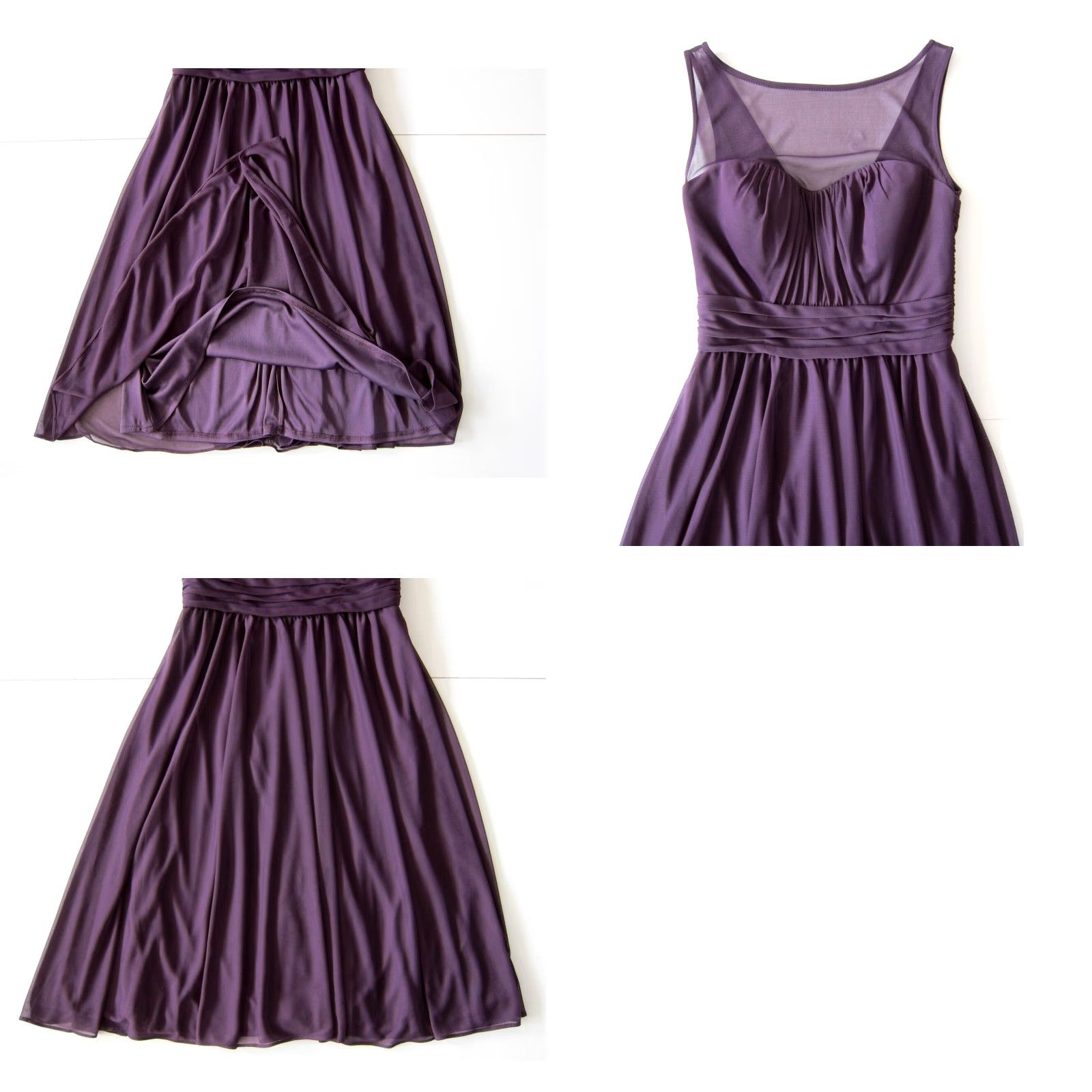Vintage VINTAGE David's Bridal Eggplant Purple Sleeveless Ruched Empire Bridal Party Dress 0 Size XS / US 0-2 / IT 36-38 - 8 Thumbnail