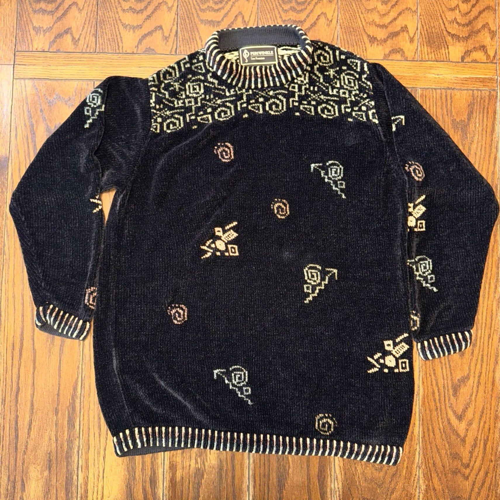 Vintage Periwinkle San Francisco Chenille Sweater Women’s Size Large Black USA Made Size L / US 10 / IT 46 - 2 Thumbnail