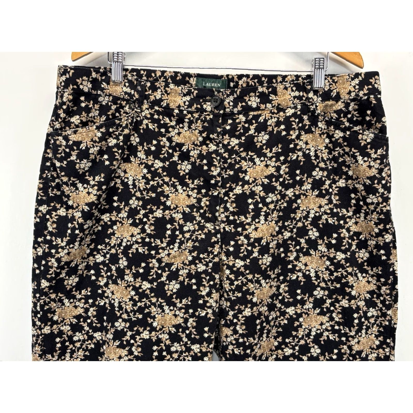 Ralph Lauren VINTAGE Lauren Ralph Lauren Black Floral Cropped Pants 18W Plus Stretch Womens Size 40" / US 18 - 2 Thumbnail