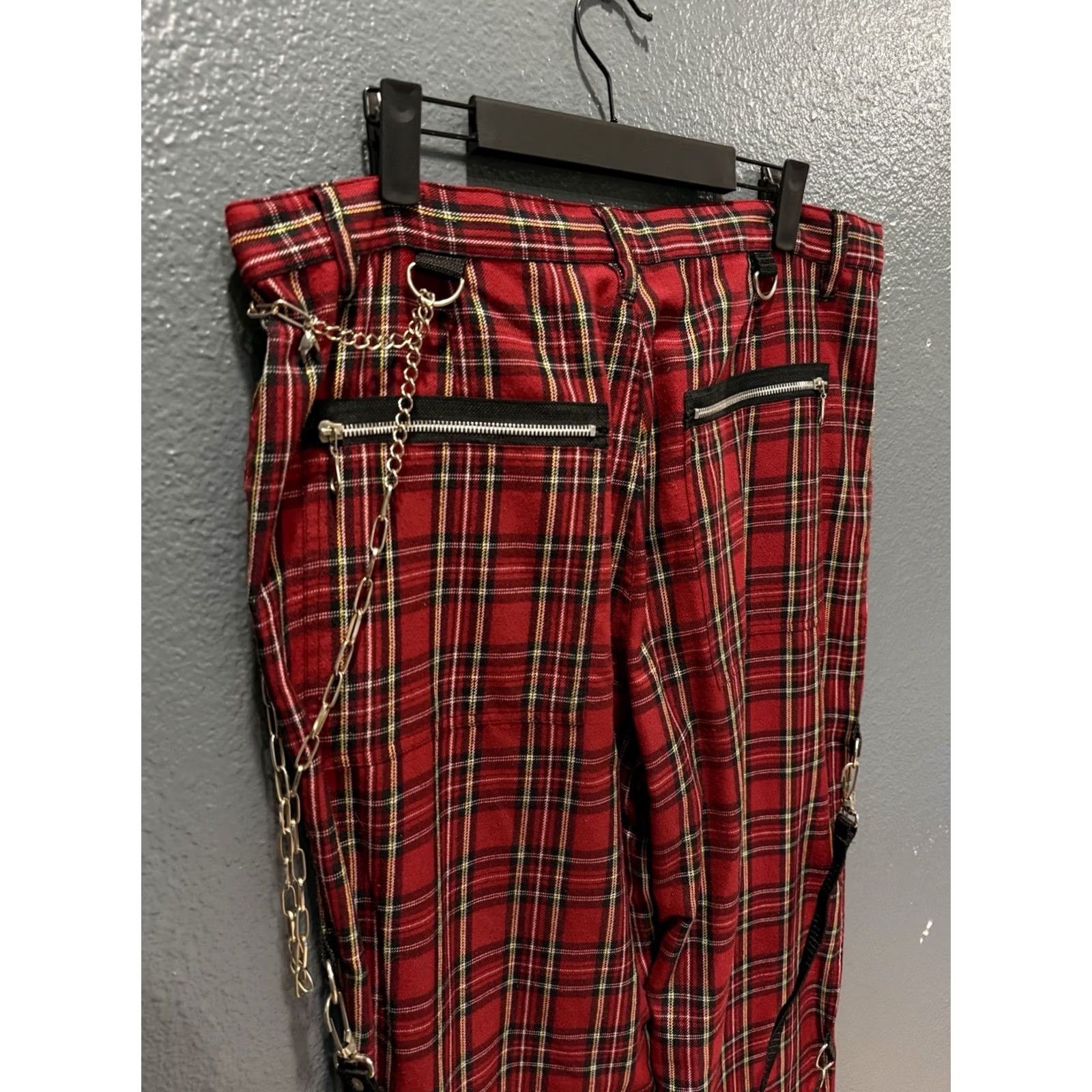 Vintage VINTAGE Morbid Threads Pants Punk Plaid Red Size 38 Mens Y2K Raver Cargo Size US 38 / EU 54 - 6 Thumbnail