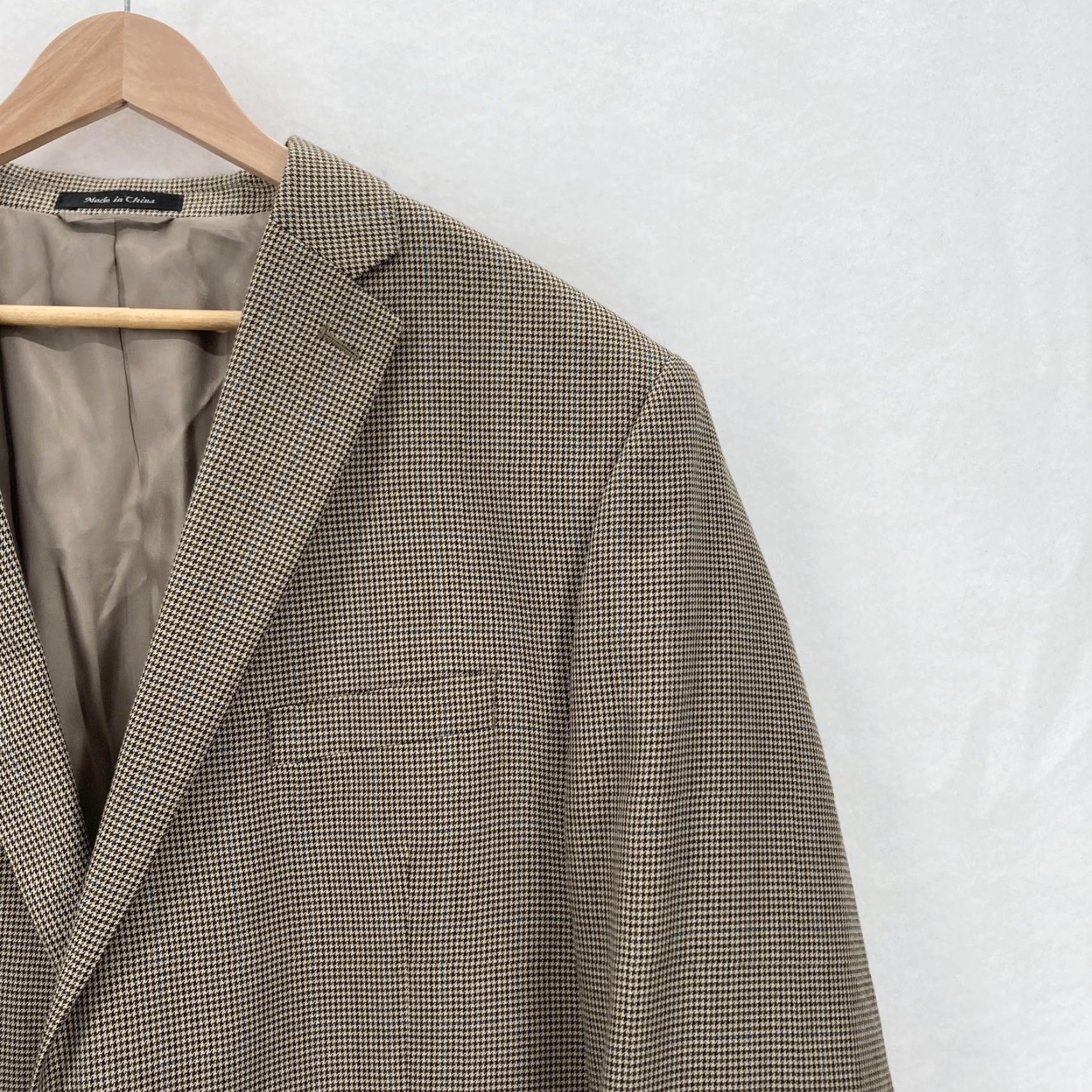 Ralph Lauren Lauren Ralph Lauren Blazer Mens 48L Brown Houndstooth Two-Button Sport Coat Shirt Jacket Coat Single-Breasted Notch Lapel Mens Size 48R - 2 Thumbnail