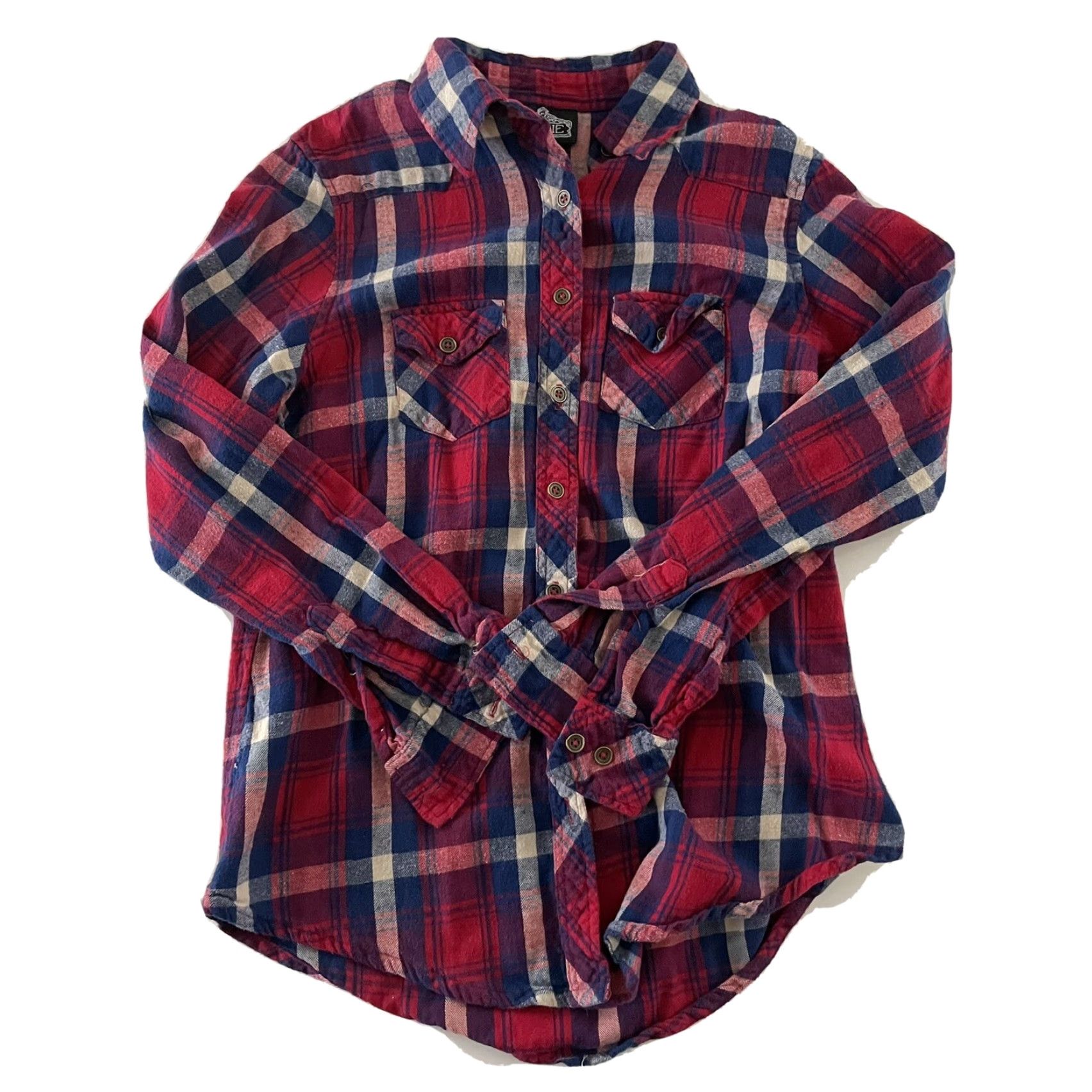Vintage Angie Shirt Plaid Flannel Long Sleeve Button-Up S Women's Red Blue Size S / US 4 / IT 40 - 2 Thumbnail
