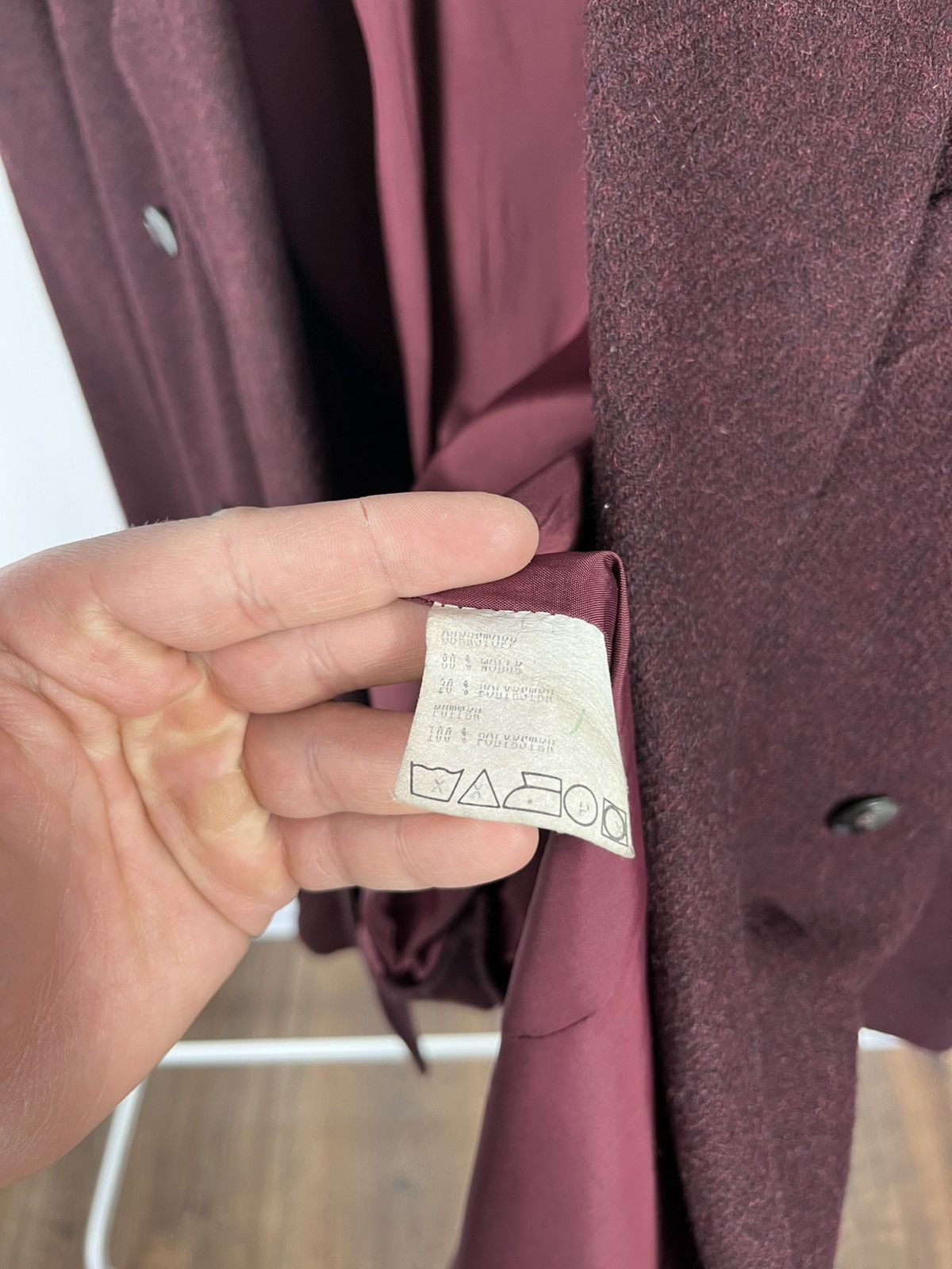 Other Vintage Burgundy Wool Double Breasted Mens Blazer Size 42R - 8 Thumbnail
