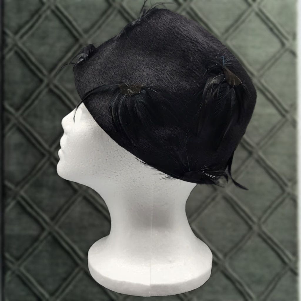 Vintage VINTAGE Brigitte Cloche Hat Fur Black ItalyAdult Women's One word: Hat? Size ONE SIZE - 1 Thumbnail