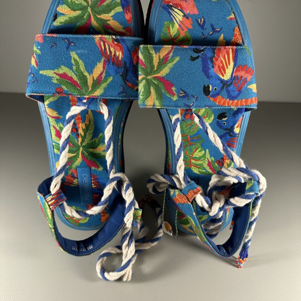 Farm Rio Farm Rio Macaw Ankle Tie Chunky Platform Sandal Blue Macaw Size US 11 / IT 41 - 6 Thumbnail