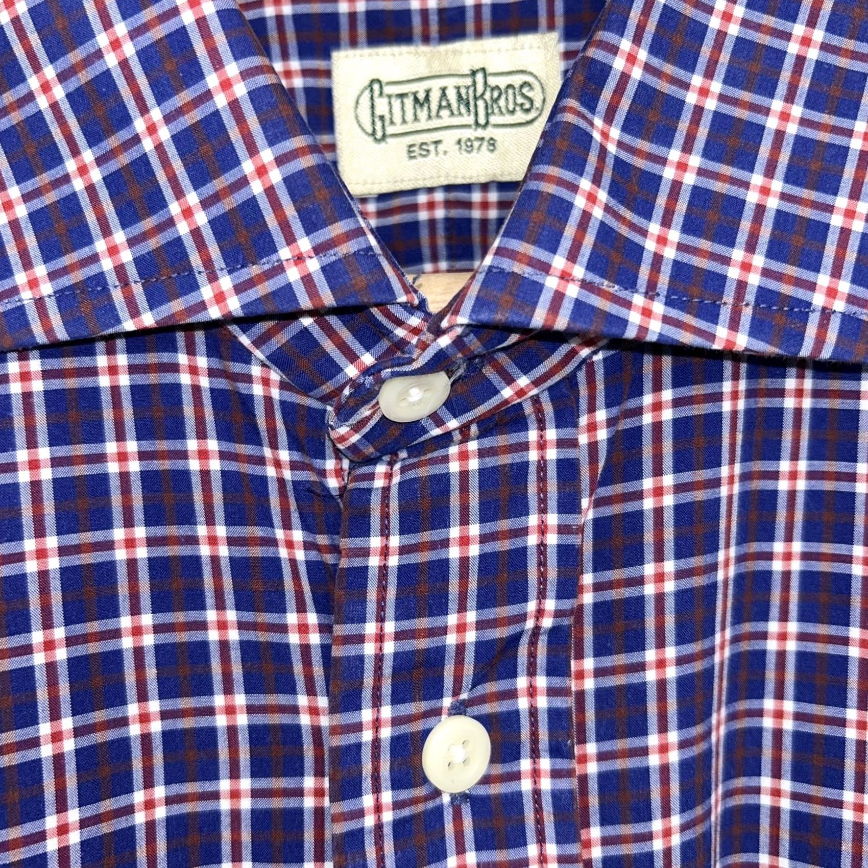 Vintage VINTAGE Gitman Bros Plaid Blue Button Up Shirt Long Sleeve USA Made Size Large Mens Regular Button-Down Collar Size US L / EU 52-54 / 3 - 4 Thumbnail