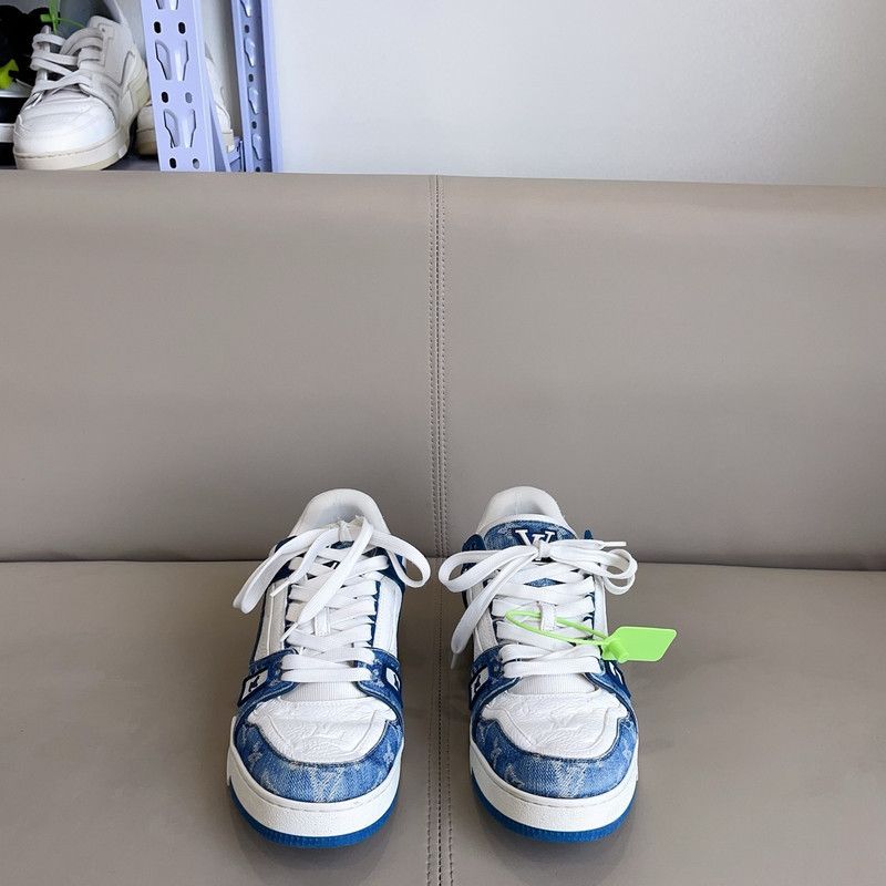 Louis Vuitton Denim Leather Trainer Sneakers for All 0079