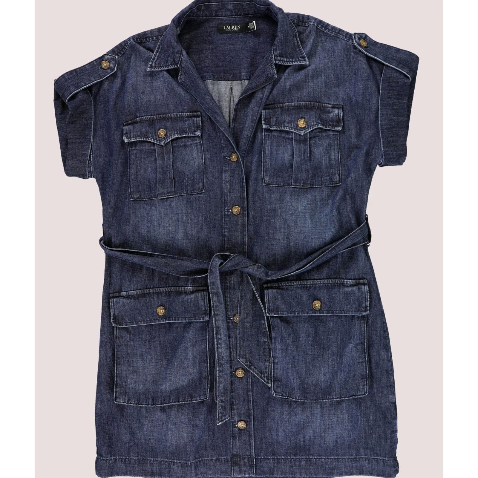Ralph Lauren Ralph Lauren Womens Belted Shirt Dress Blue Petite 14P Lainleah Size XL / US 12-14 / IT 48-50 - 1 Thumbnail