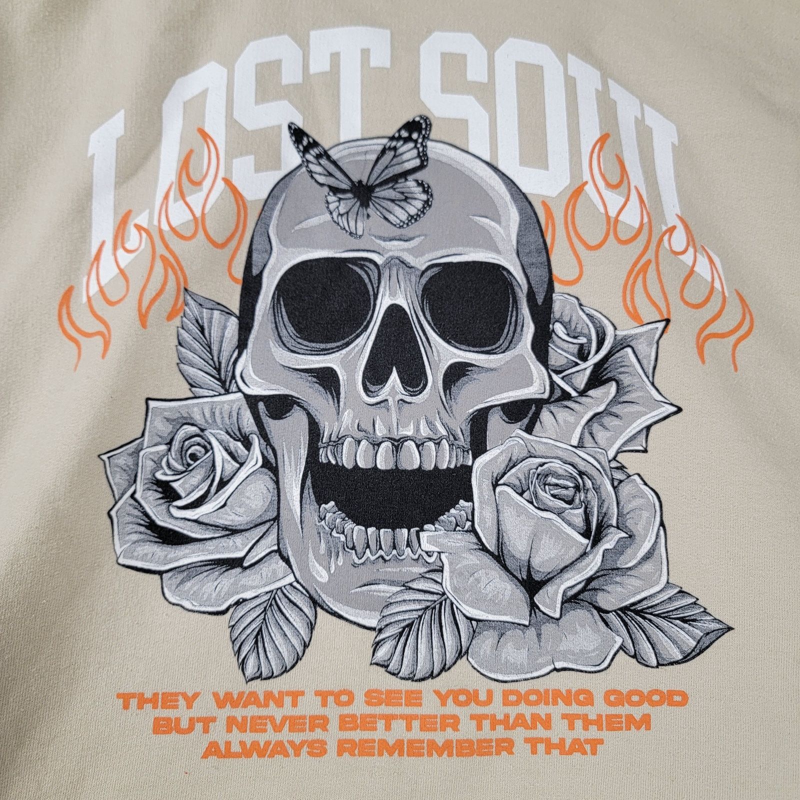 Brave Soul Lost Soul Skull Japanese Streetwear Hoodie Mens Sz L Beige Size US L / EU 52-54 / 3 - 4 Thumbnail