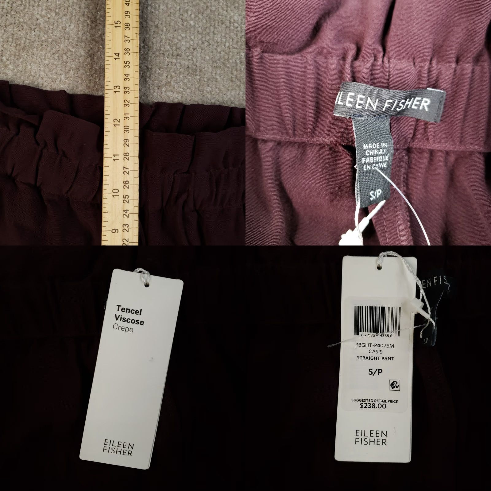 Eileen Fisher Eileen Fisher Straight Pants Womens Small Purple Elastic Waist Ankle Slim Fit Size 28" / US 6 / IT 42 - 8 Thumbnail