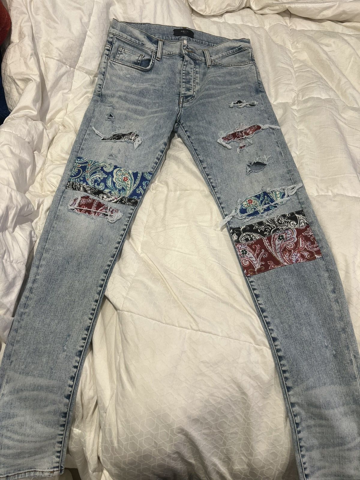 Amiri Paisley Patch jeans multi color blue