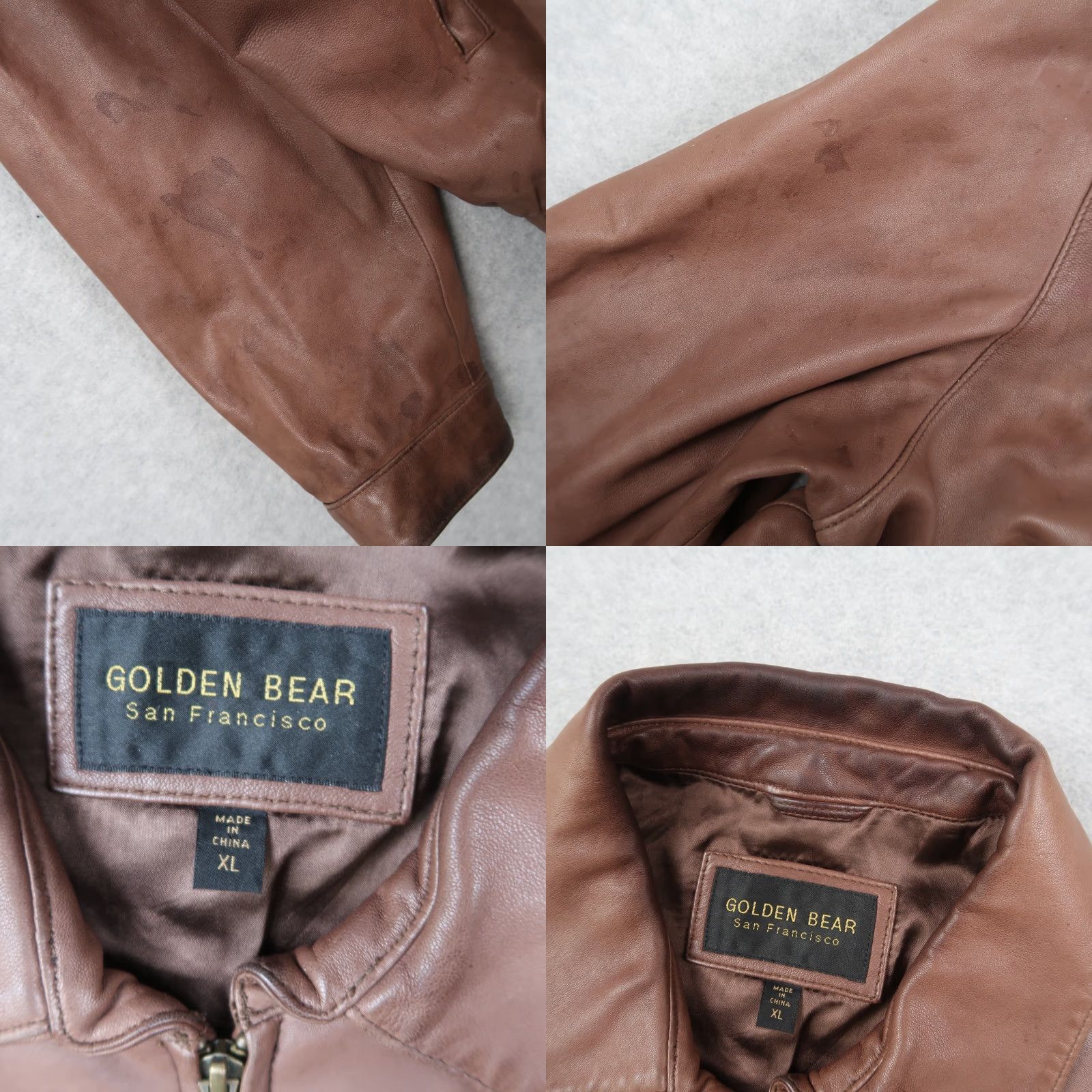 Golden Bear Golden Bear Leather Jacket Men's XL Regular Zip Up Bomber Brown 90s Classic Vintage Theme Casual Travel Winter Fall Spring Zip Full Zip Size US XL / EU 56 / 4 - 8 Thumbnail