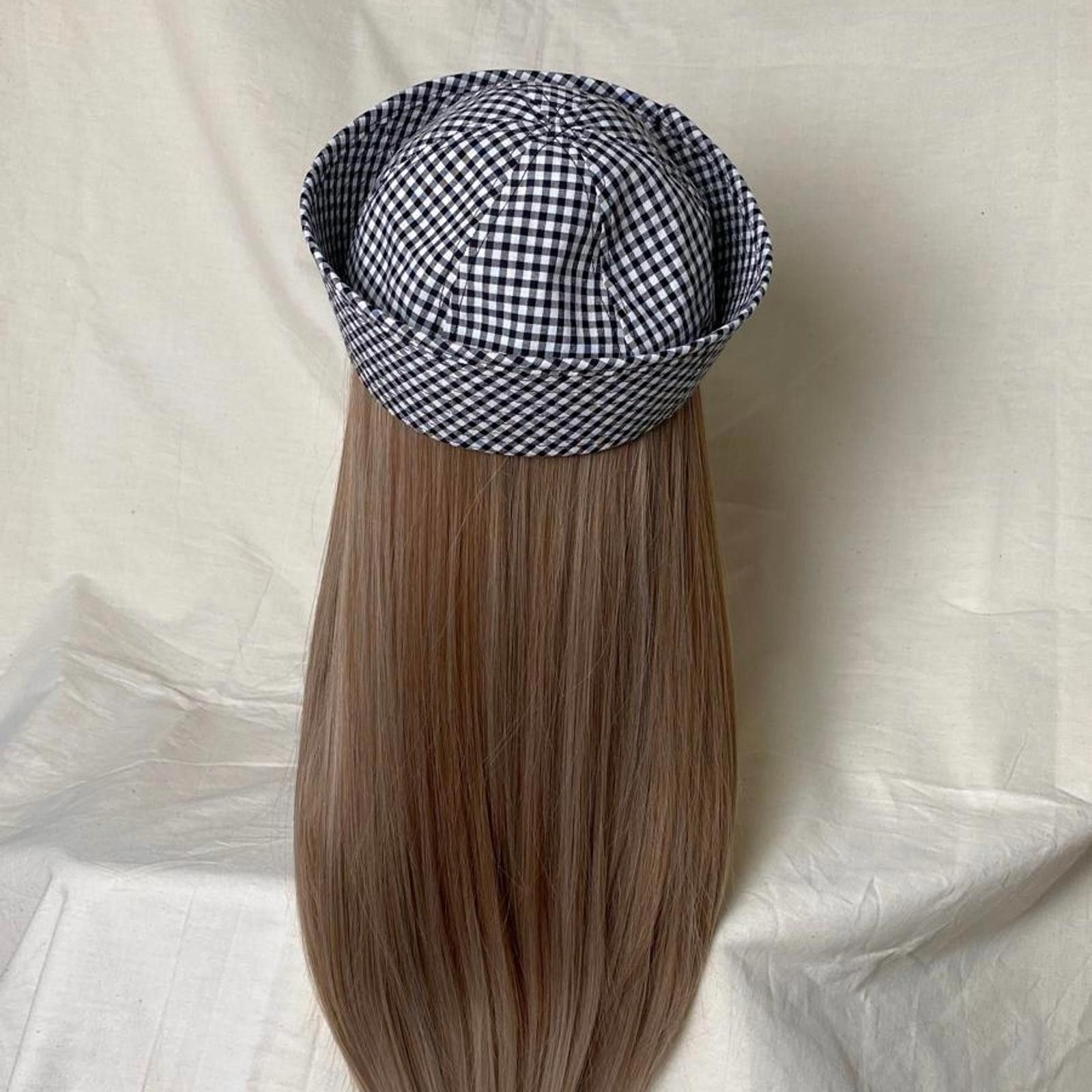 Japanese Brand Retro Black White Plaid Beret Sailor Hat Y2K French Girl OS Size ONE SIZE - 5 Thumbnail