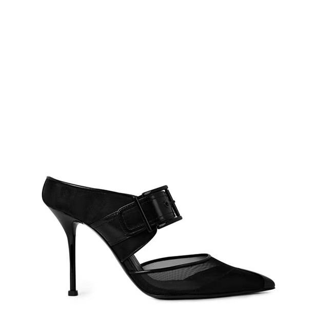 o1g2r1mq0824 Punk Mesh Mules in Black