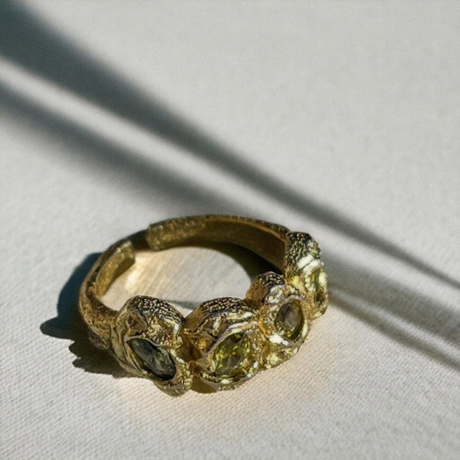 Jewelry Irregular chunky liquid ring, Gold nugget molten metal ring Size ONE SIZE - 7 Thumbnail