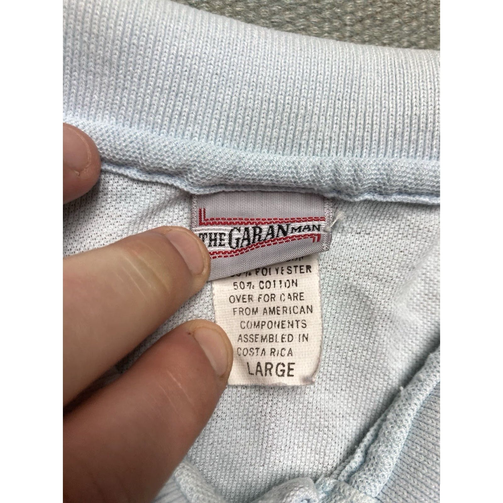 Vintage VINTAGE 90s short sleeve polo shirt paint stained worn light blue adult large Polo Shirt Mens Large 90s Size US L / EU 52-54 / 3 - 5 Thumbnail