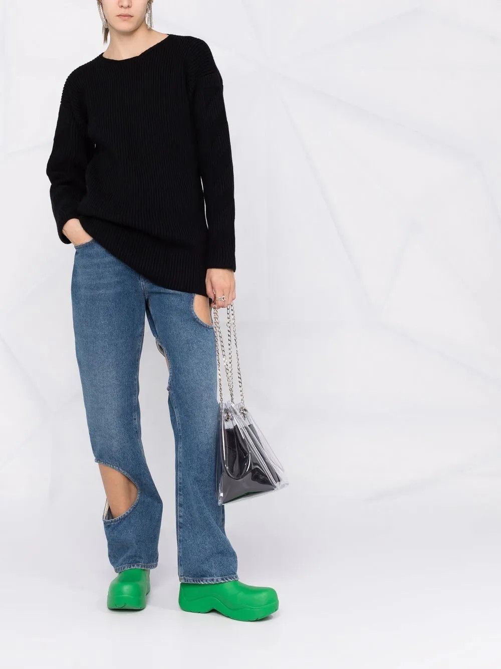 Off-White o1y1225 Crewneck Sweater in Black Size S / US 4 / IT 40 - 6 Thumbnail