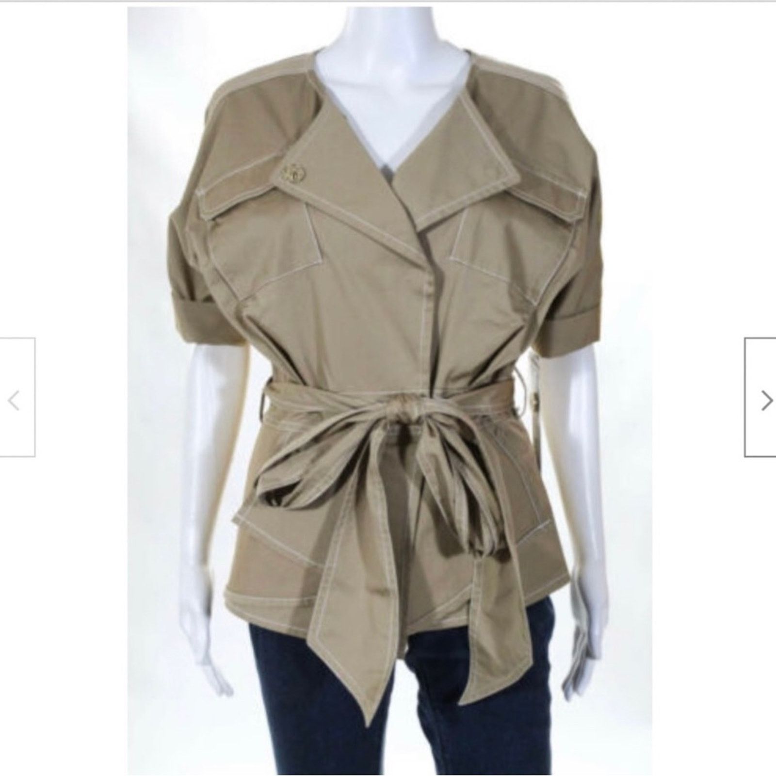 Badgley Mischka Badgley Mischka Belted Khaki Jacket Dress 3/4 Sleeve Size 6 Size M / US 6-8 / IT 42-44 - 8 Thumbnail