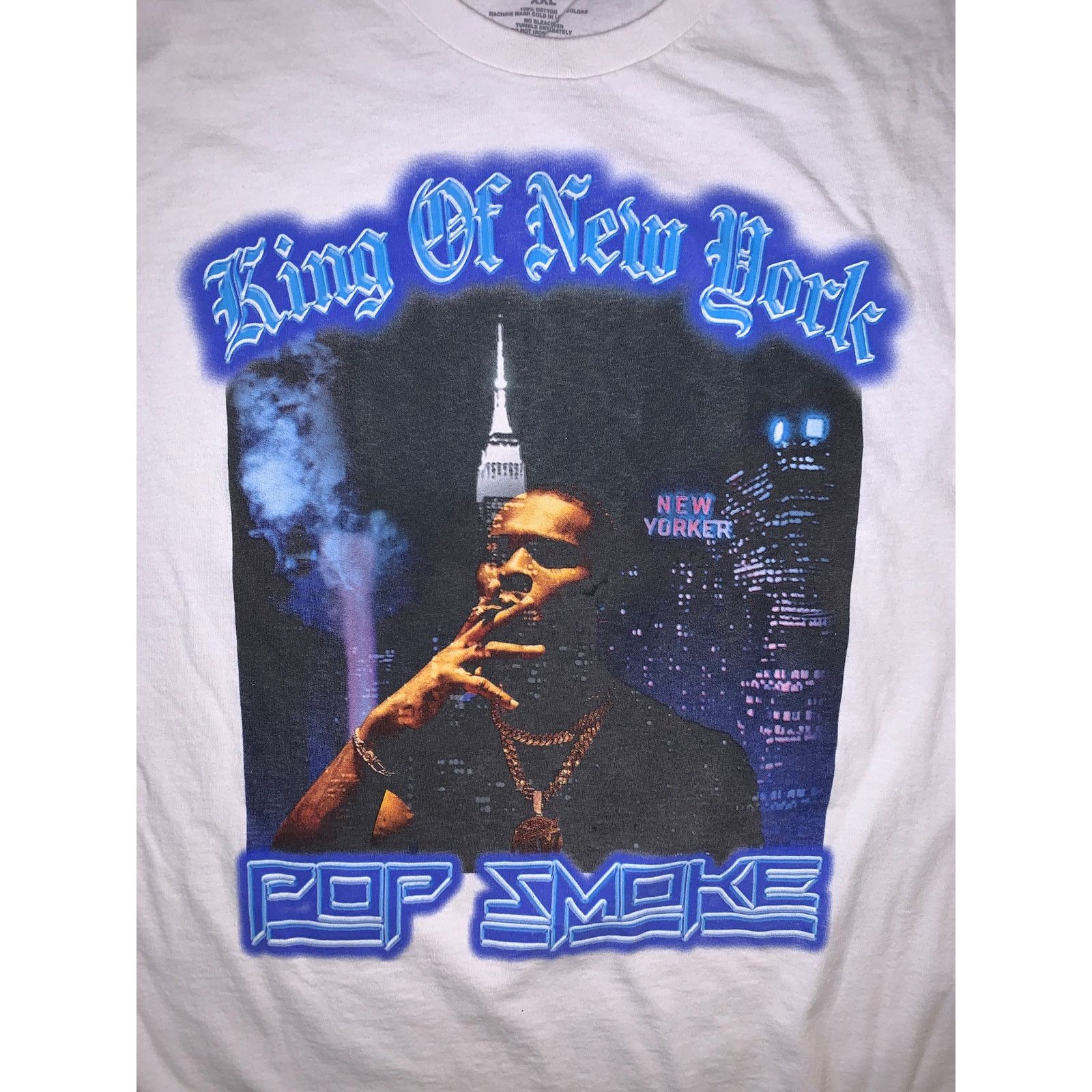 Rap Tees Pop Smoke King of New York T Shirt White XXL Rap Tee Graphic Size US XXL / EU 58 / 5 - 1 Thumbnail