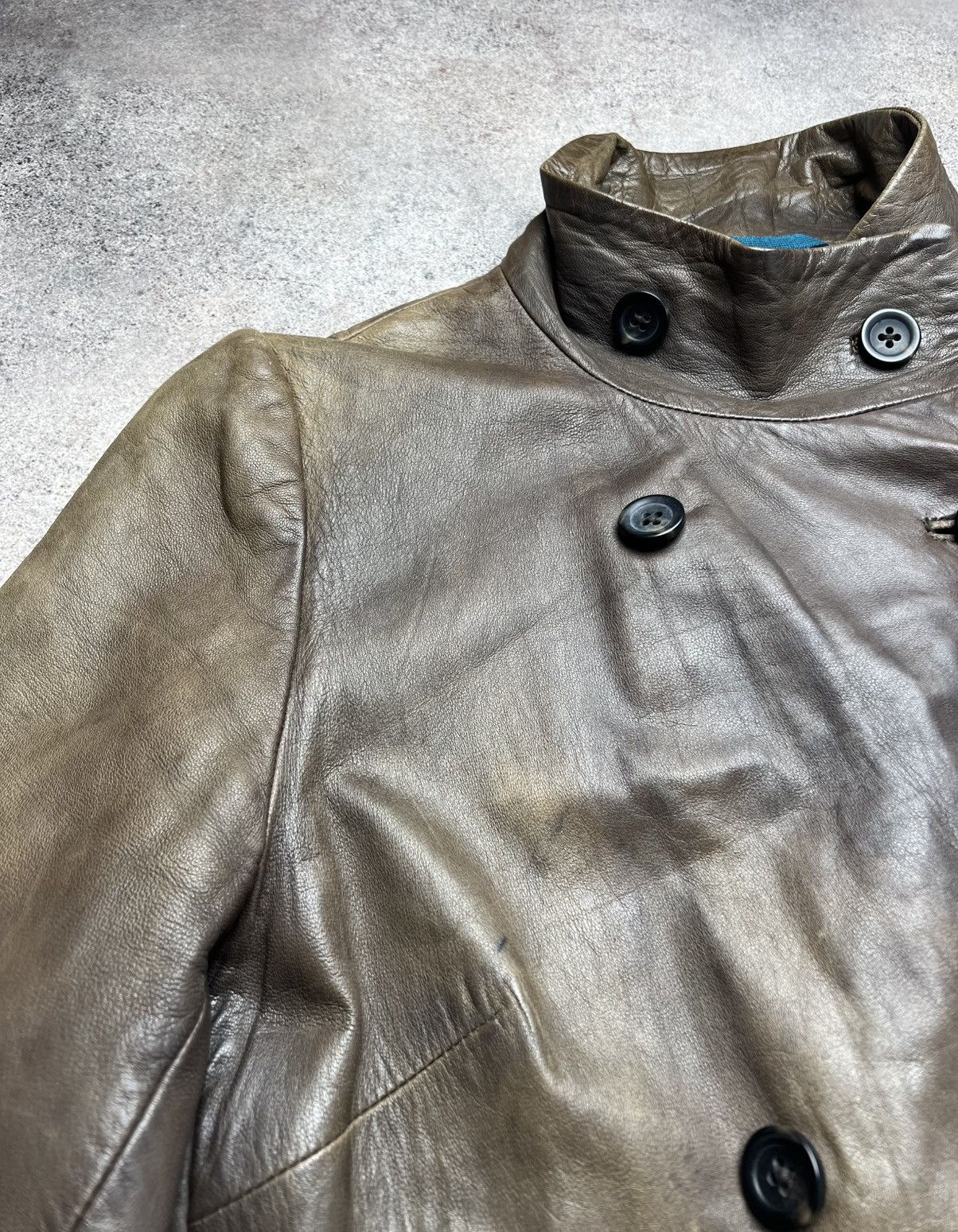 Japanese Brand × Vintage Vintage washed obscur style leather coat Size M / US 6-8 / IT 42-44 - 5 Thumbnail