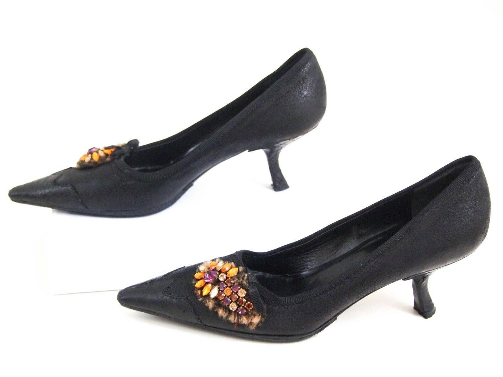 Prada Prada Pumps Sculptural Mid Heel Black Womens US 6 EU 36 Size US 6 / IT 36 - 4 Thumbnail