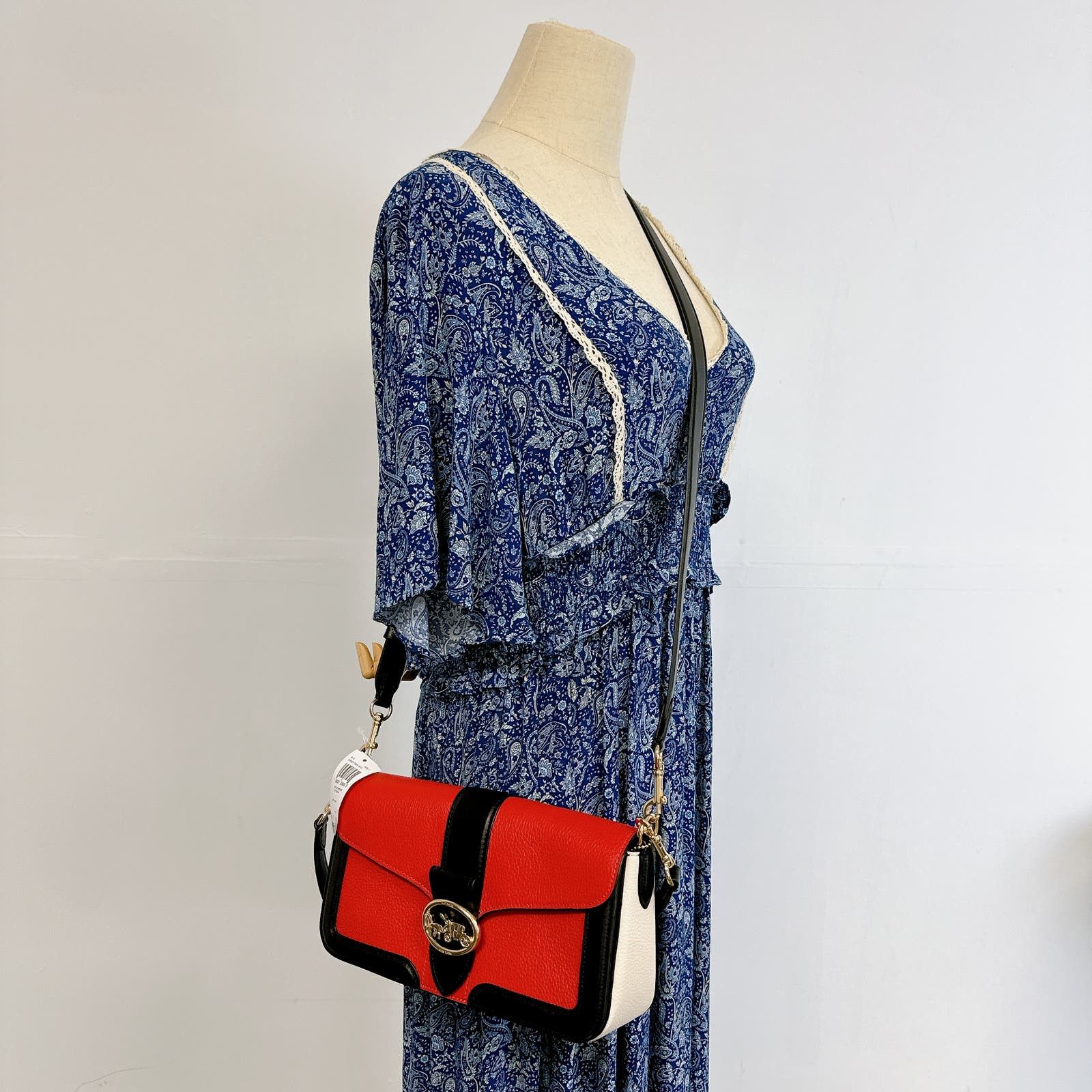 image of Coach 6019 Georgie Shoulder Bag In Bright Poppy Multi in Red, Women's