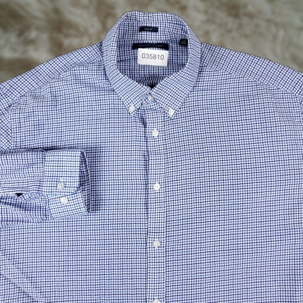 Tommy Hilfiger Tommy Hilfiger Shirt Mens 2XL Blue Plaid Casual Button Up Long Sleeve Shirt Size US XXL / EU 58 / 5 - 1 Thumbnail