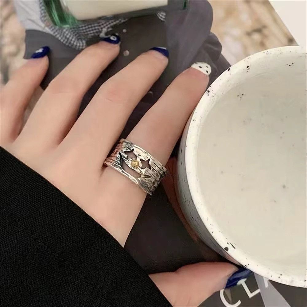 Jewelry × Vintage Hollow Face Silver Plated Rings Size ONE SIZE - 6 Thumbnail