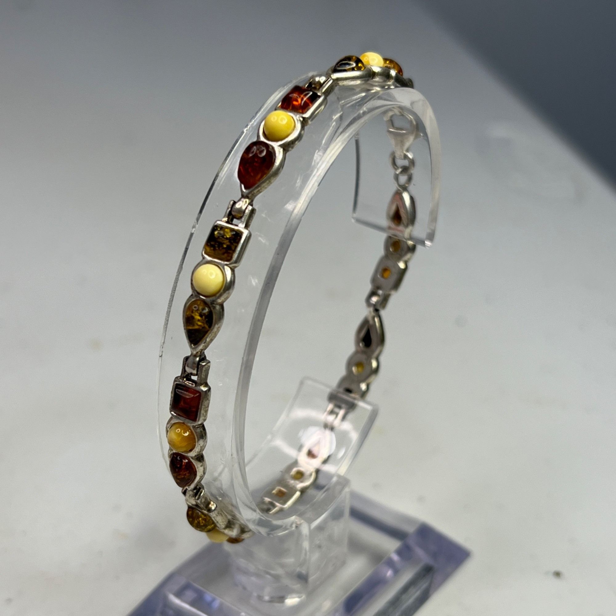 Other Amber & Sterling Silver 7" Multi-Color Bracelet With Teardro Size ONE SIZE - 3 Thumbnail