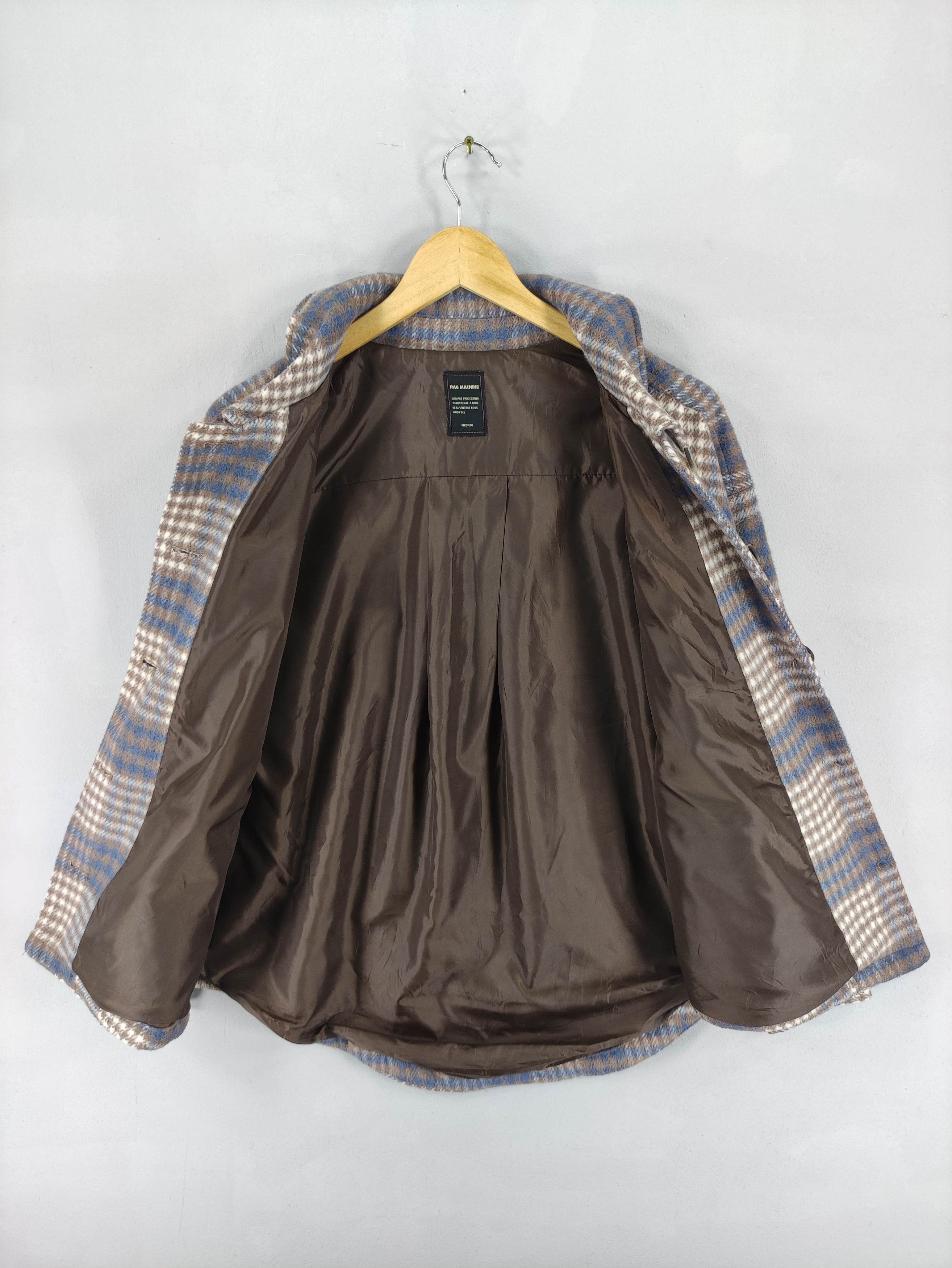 Japanese Brand Vintage Rag Machine Shadow Plaid Wool Jacket Button Up Size M / US 6-8 / IT 42-44 - 3 Thumbnail