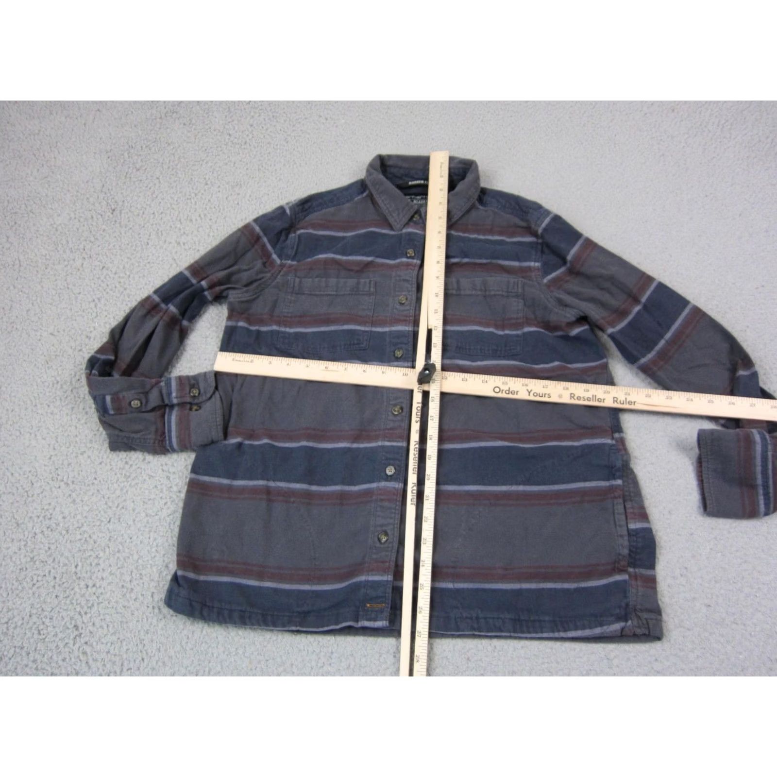 Carhartt Carhartt Shirt Womens S Blue Gray Striped Relaxed Fit Flannel Button-Up Casual Shirt Mens City Classic Country Pandemic Size S / US 4 / IT 40 - 6 Thumbnail
