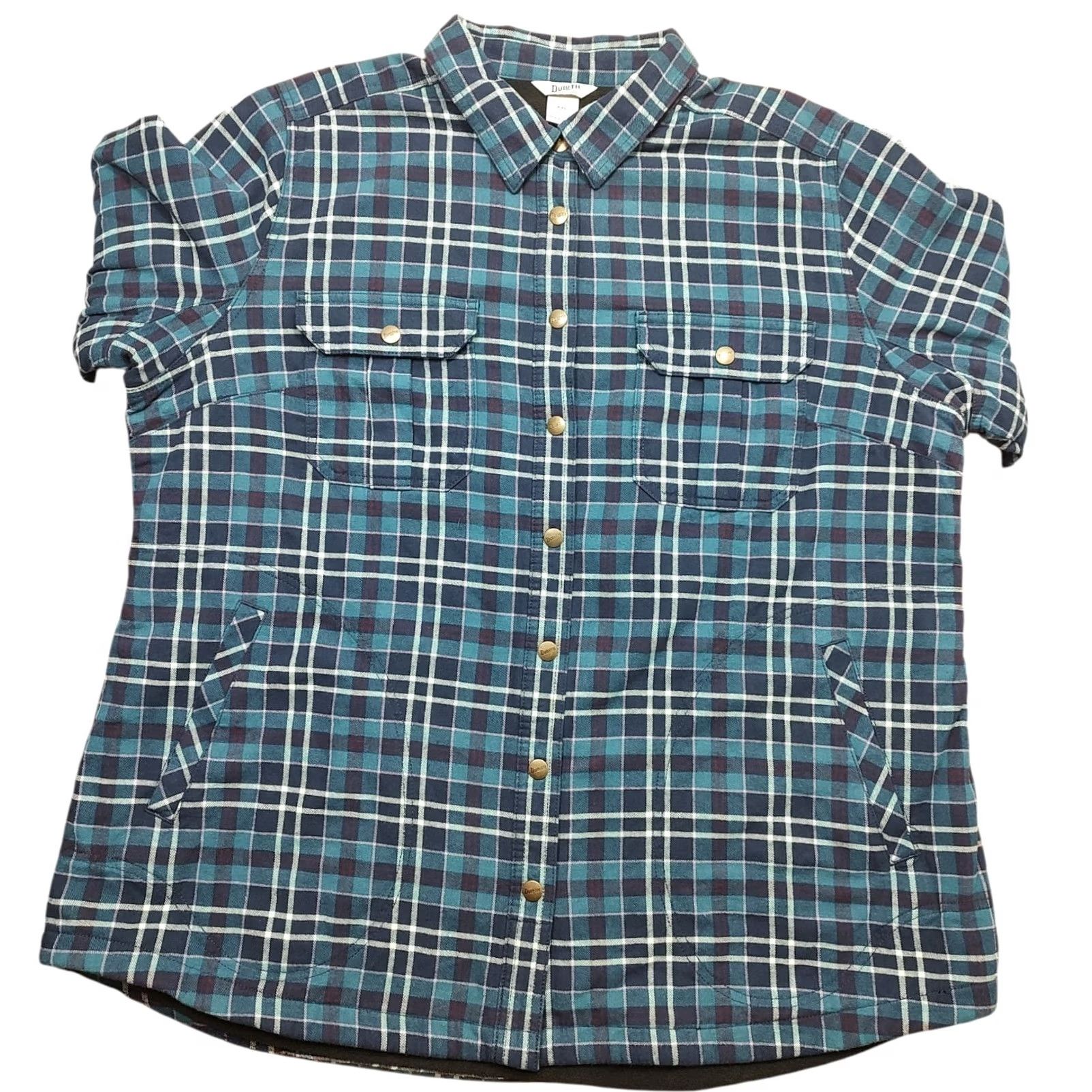 Vintage VINTAGE Duluth Trading Flannel Shirt Jacket Womens 2XL Blue Plaid Quilted Shacket Size XXL / US 16-18 / IT 52-54 - 2 Thumbnail