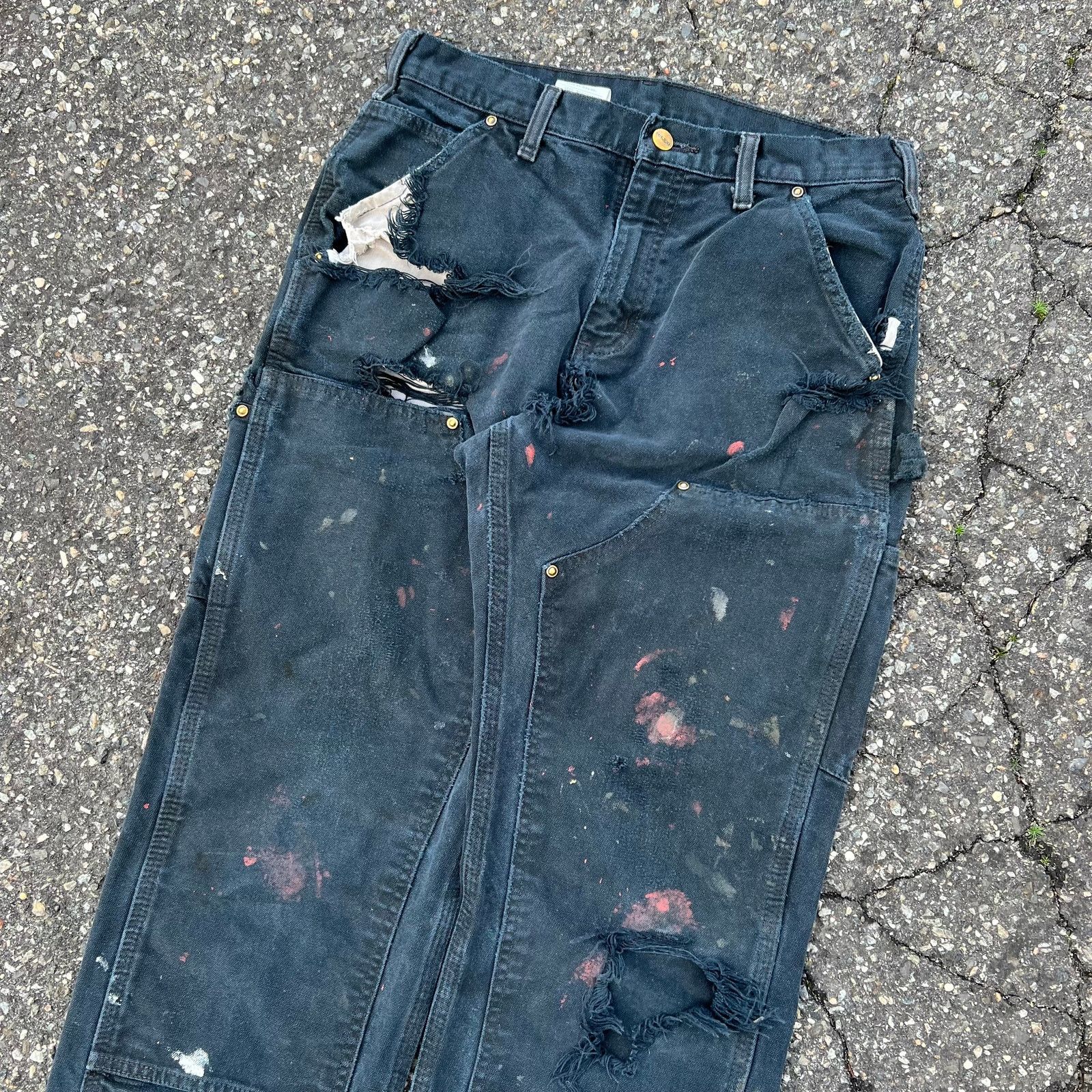 Carhartt × Vintage Vintage carhartt black double knee work wear carpenter pants Size US 29 - 2 Thumbnail