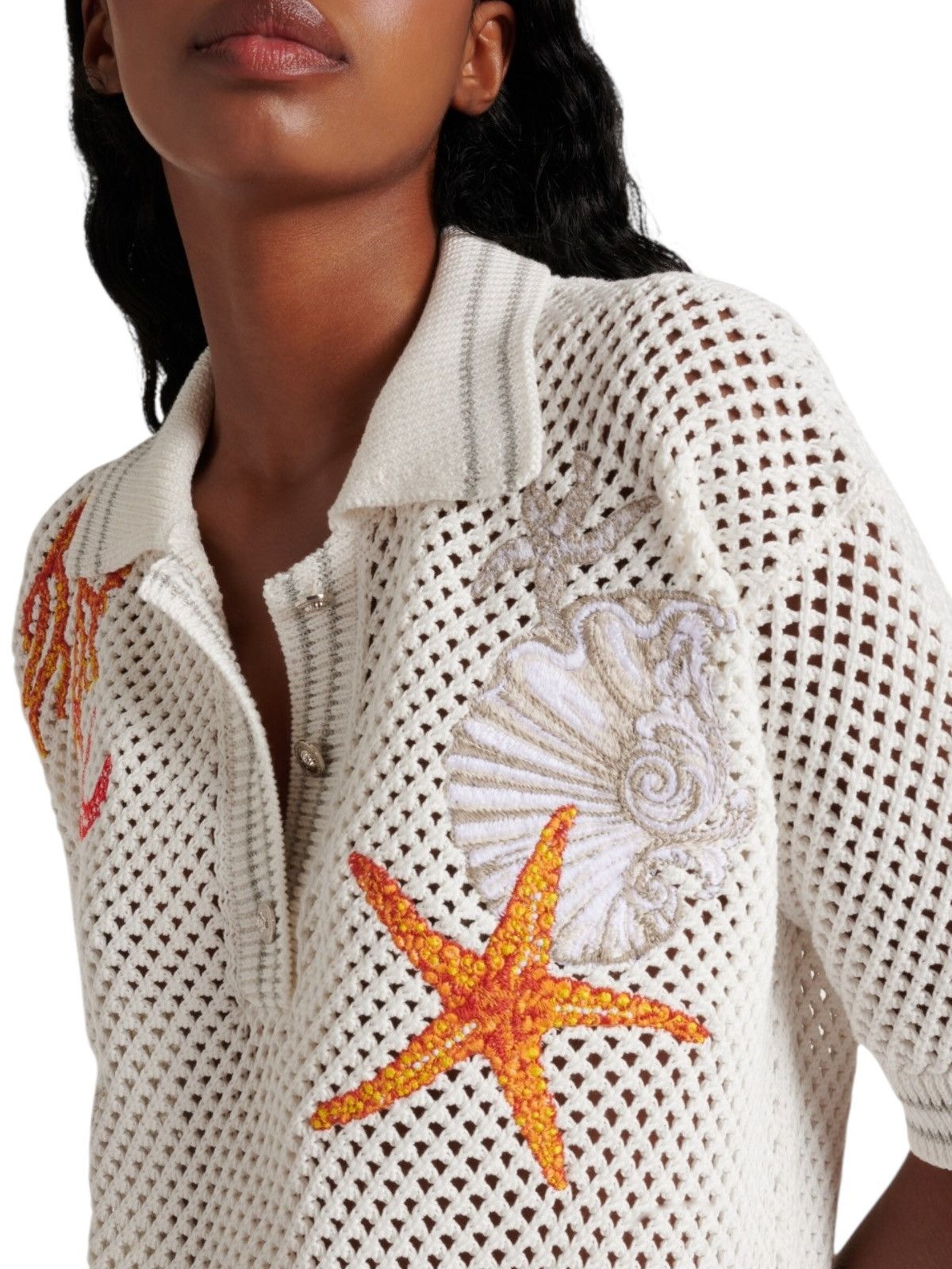 Versace Versace cotton knit polo with coral embroidery Size XS / US 0-2 / IT 36-38 - 3 Thumbnail