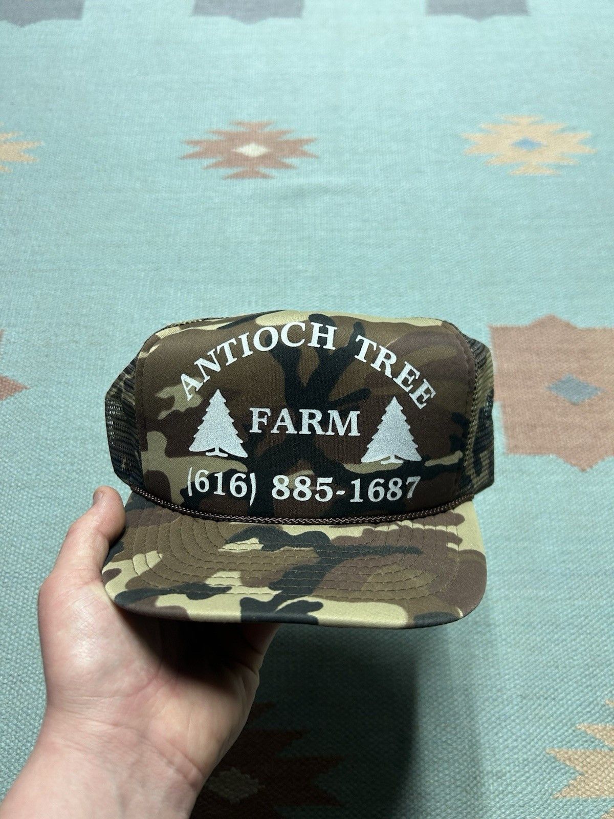 Vintage Vintage trucker hat camo Antioch Tree Farm Michigan snapback Size ONE SIZE - 2 Thumbnail