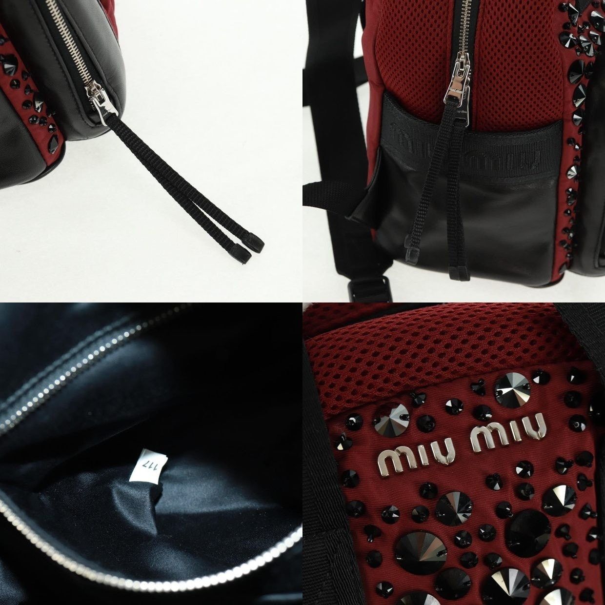 Miu Miu Miu Miu Nylon Leather Backpack Wine Red Size ONE SIZE - 11 Thumbnail