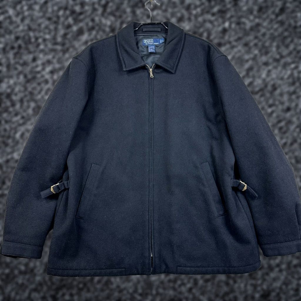 Polo Ralph Lauren VINTAGE Polo Ralph Lauren Jacket Mens XL Black Wool Blend Full Zip Buckle Sides 90s Size US XL / EU 56 / 4 - 1 Thumbnail