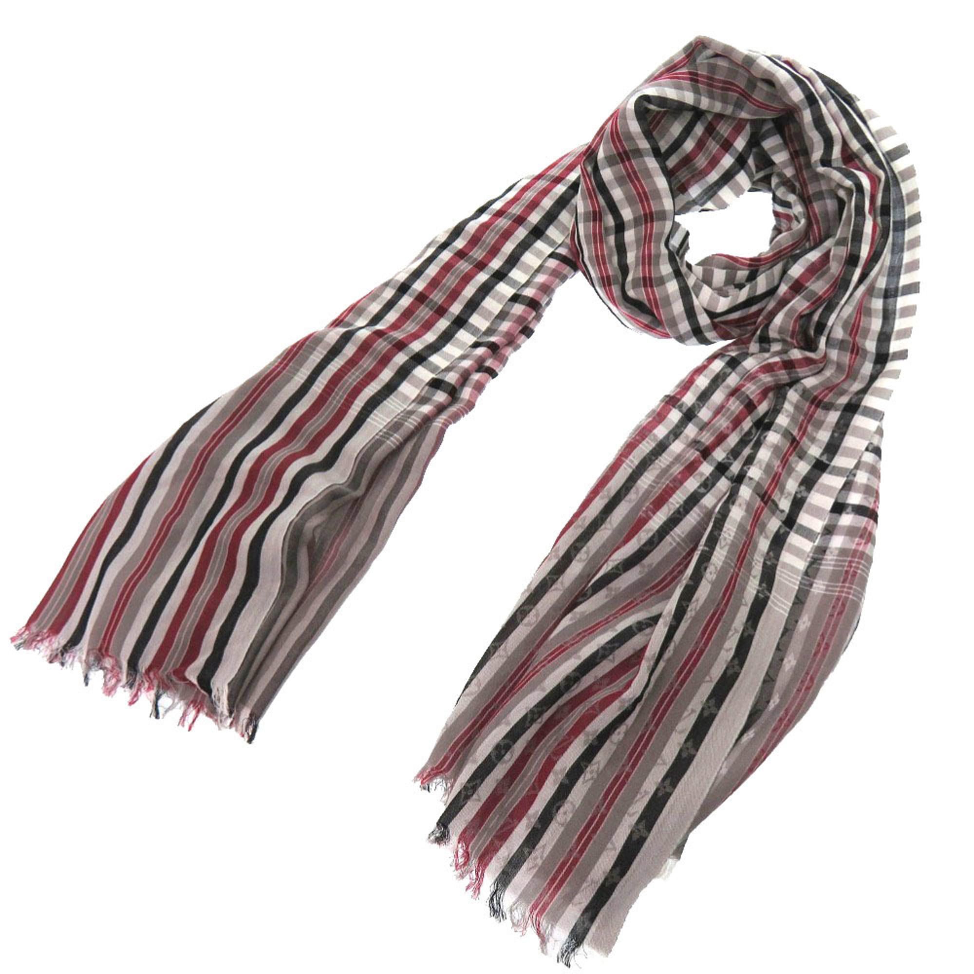 Louis Vuitton Excellent condition Louis Vuitton Etol Madras check monogram stole M75581 Cotton Gray Black Red Scarf Muffler LV 0793 LOUIS VUITTON Size ONE SIZE - 1 Thumbnail