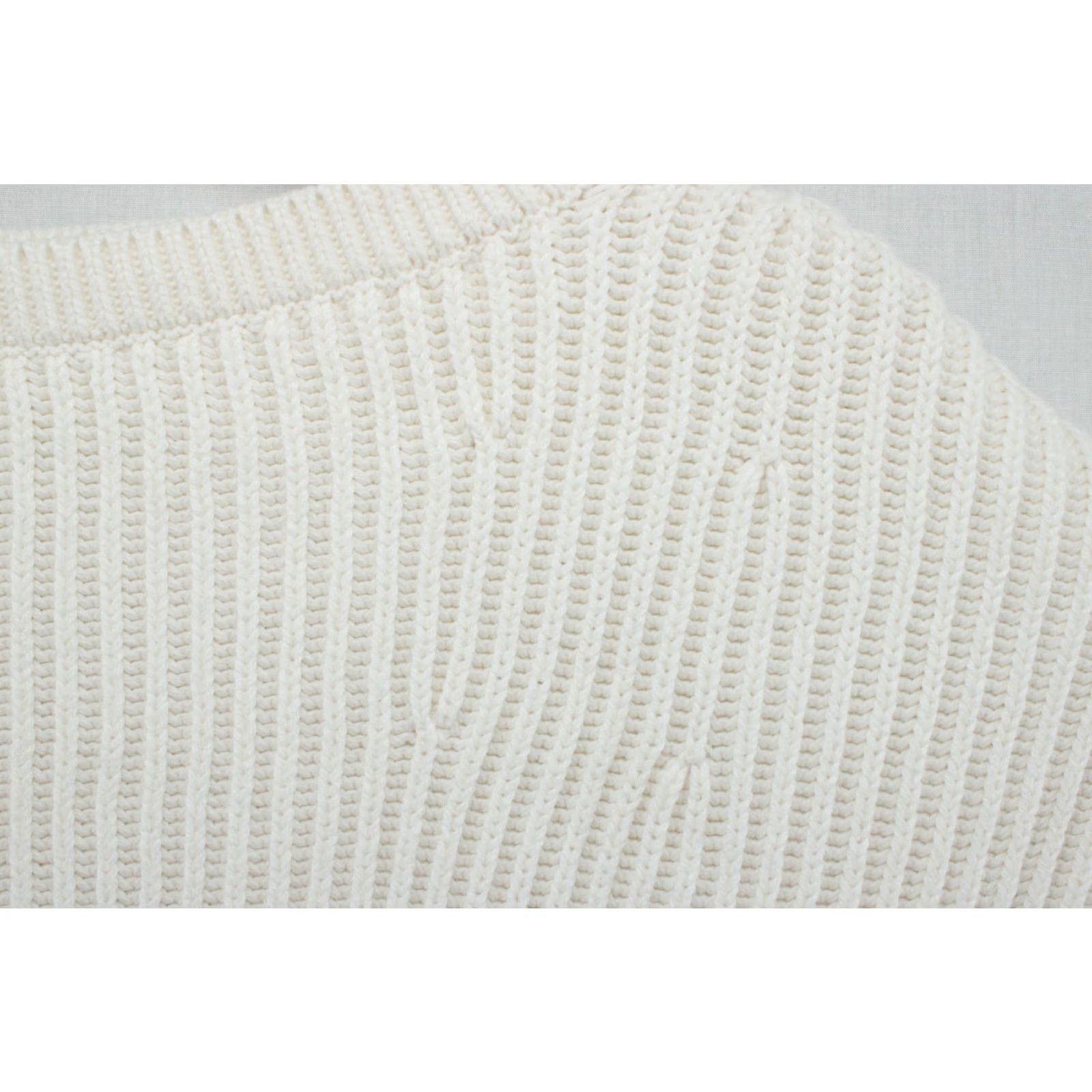 Banana Republic VINTAGE Banana Republic Snow Day Sweater Womens M White Ribbed Chunky Drop Shoulder Size M / US 6-8 / IT 42-44 - 3 Thumbnail
