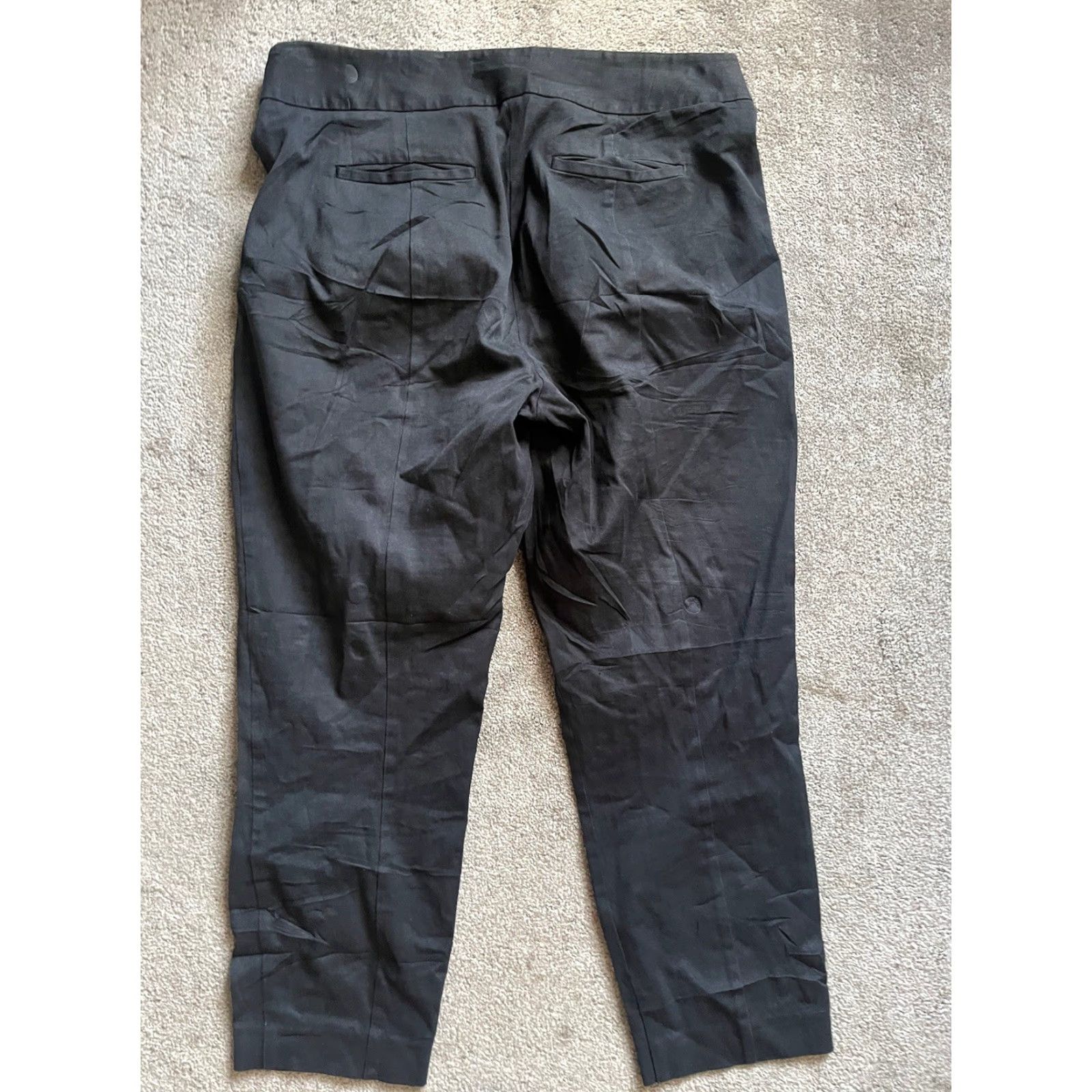 Ann Taylor VINTAGE Ann Taylor Loft Cropped Women's Pants Size 6 Black Solid Cotton Blend Style Size 28" / US 6 / IT 42 - 3 Thumbnail