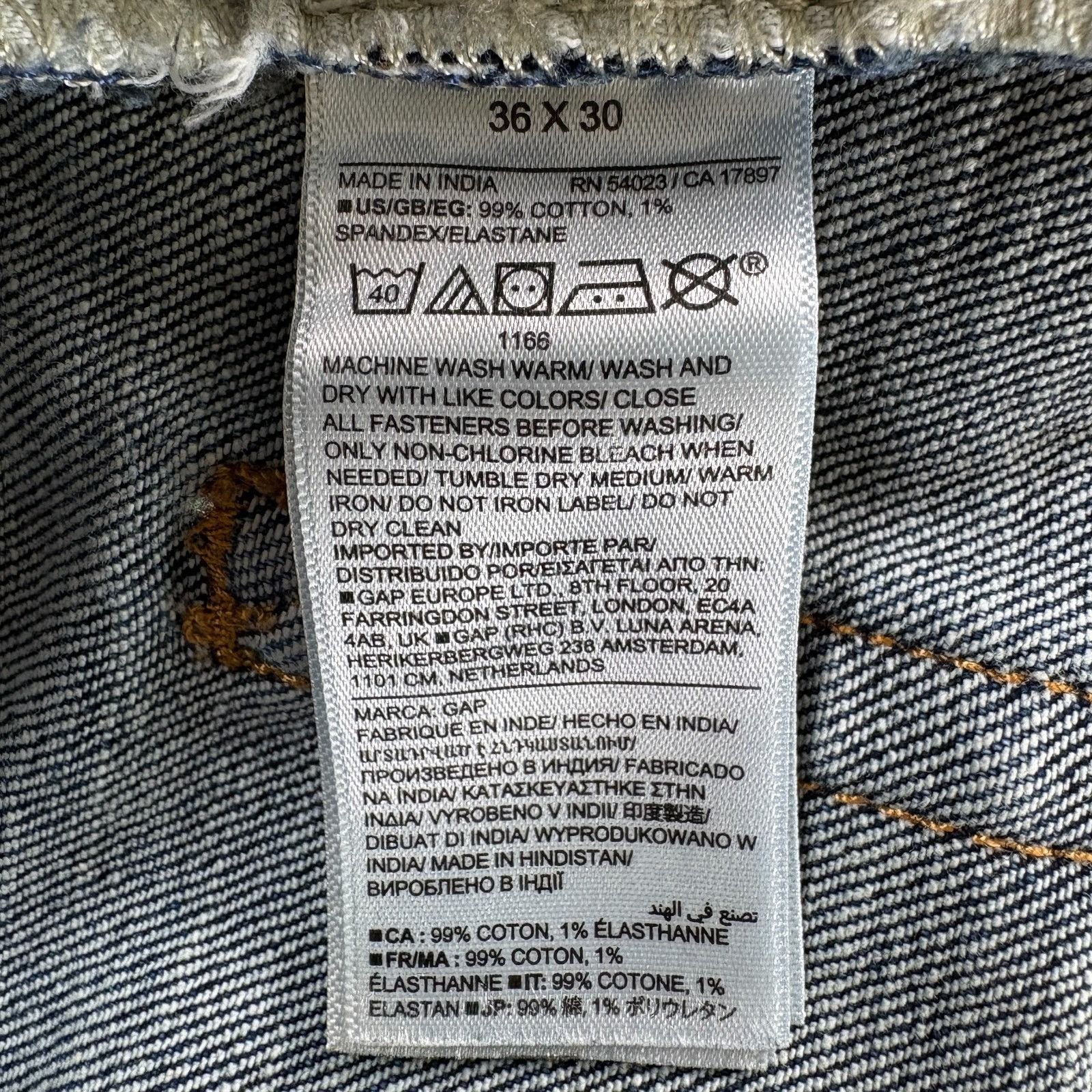 Gap GAP Straight Jeans Mens 36x29 Blue Denim Stretch Classic Fit Size US 36 / EU 52 - 9 Thumbnail