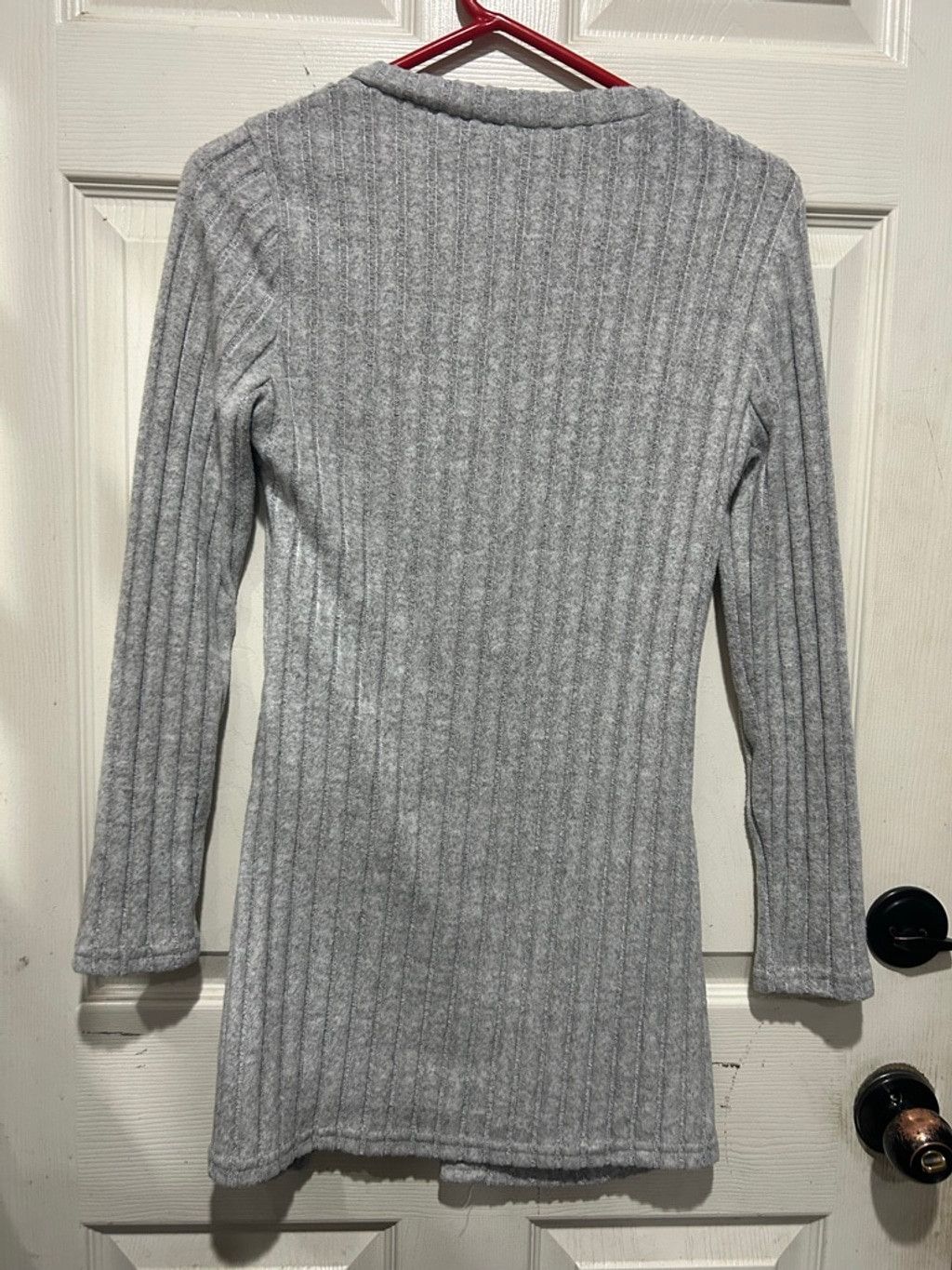 The Unbranded Brand Women's Unbranded Gray Ribbed Long Sleeve Tunic Top L Size L / US 10 / IT 46 - 3 Thumbnail