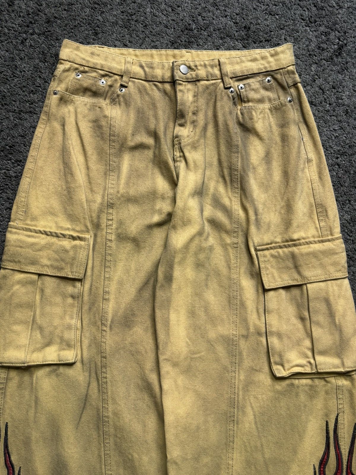 Vintage Vintage wide leg rare flames red yellow baggy cargo jeans Size US 34 / EU 50 - 4 Thumbnail