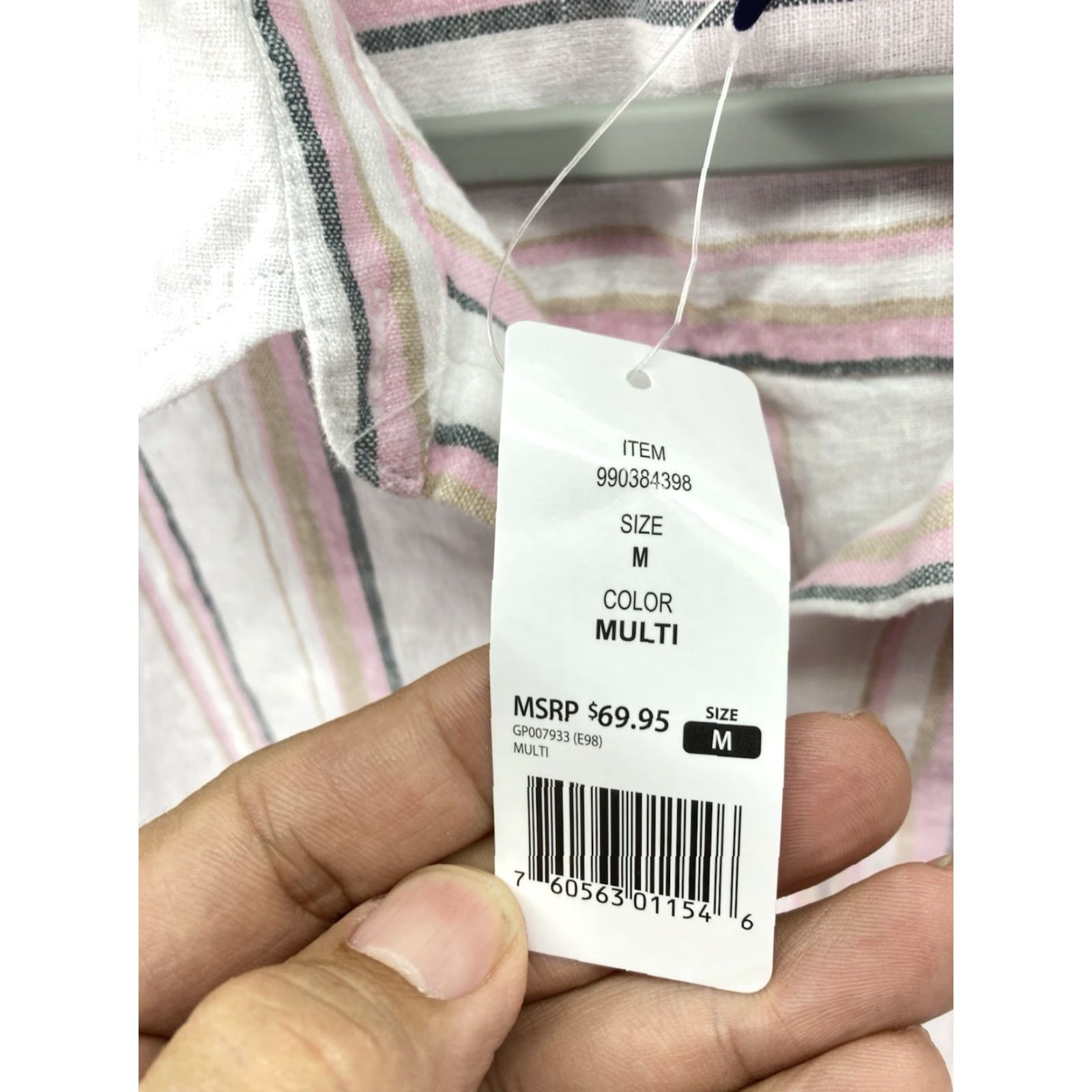 Gap Gap Linen Shirt Women Sz Medium Pink Stripe Button Long Sleeve Linen Blend NWT Shirt Overlay Oversized Casual Size M / US 6-8 / IT 42-44 - 5 Thumbnail