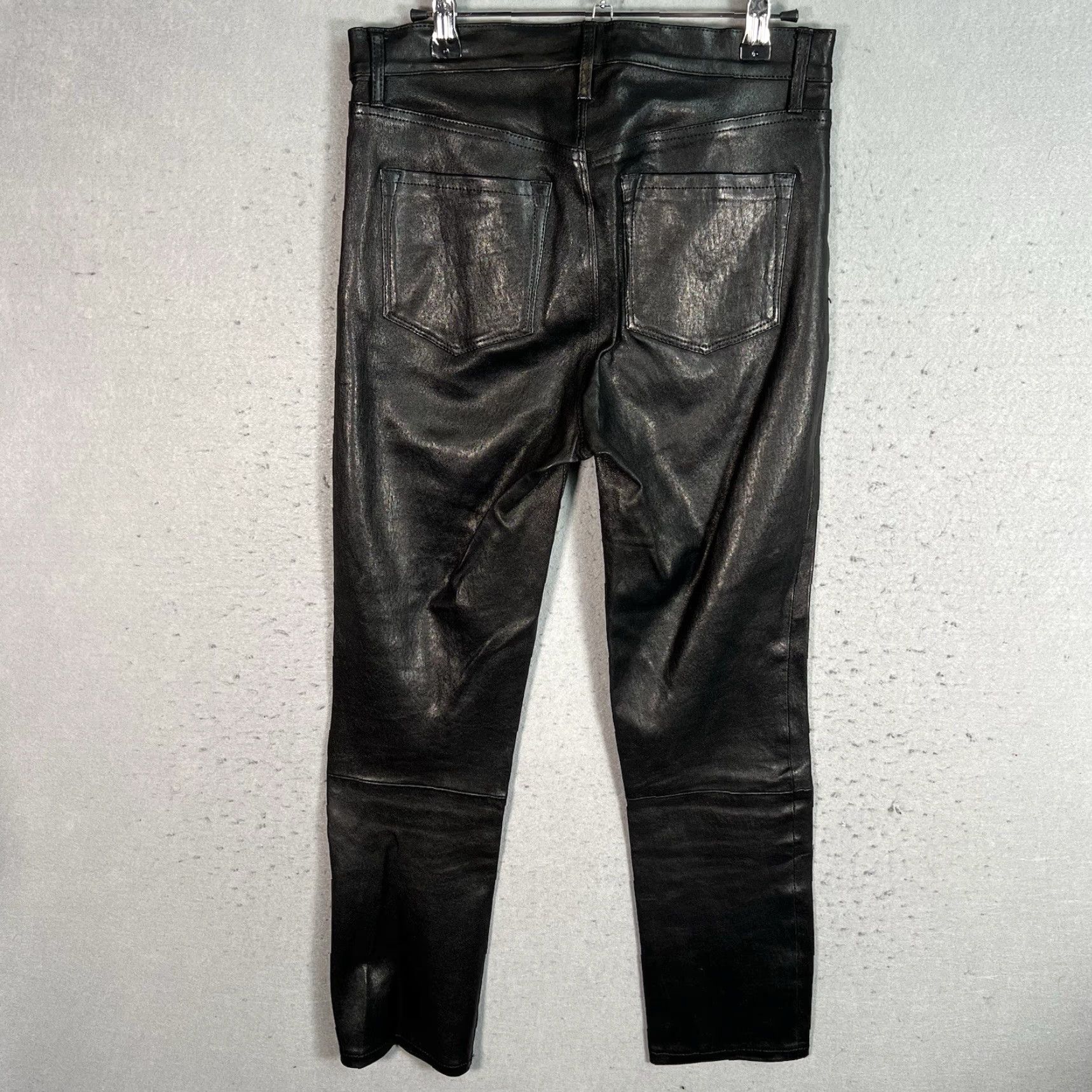 J Brand VINTAGE J Brand High Rise 100% Lamb Leather Straight Leg Crop Pants Black Size 26 Womens Size 26" / US 2 / IT 38 - 2 Thumbnail
