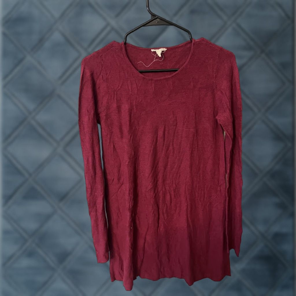 Eileen Fisher VINTAGE Eileen Fisher Silk Blend Tunic Top Womens XS Long Sleeve Maroon Casual Office Wear Oversized Size XS / US 0-2 / IT 36-38 - 1 Thumbnail