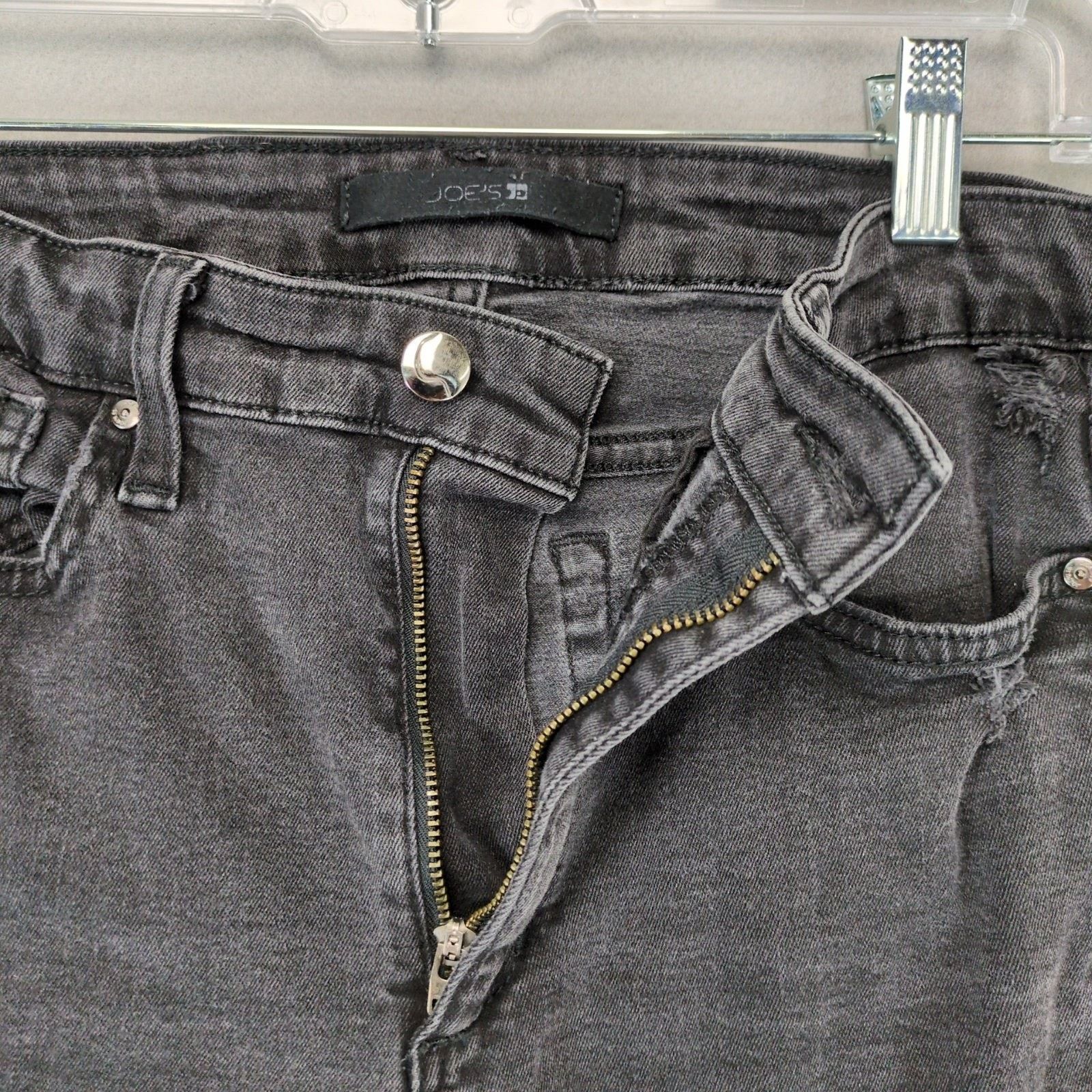 Joe's Joe's Jeans Sz 29 Black Denim High Rise Skinny Ankle Raw Hem Size 29" - 3 Thumbnail