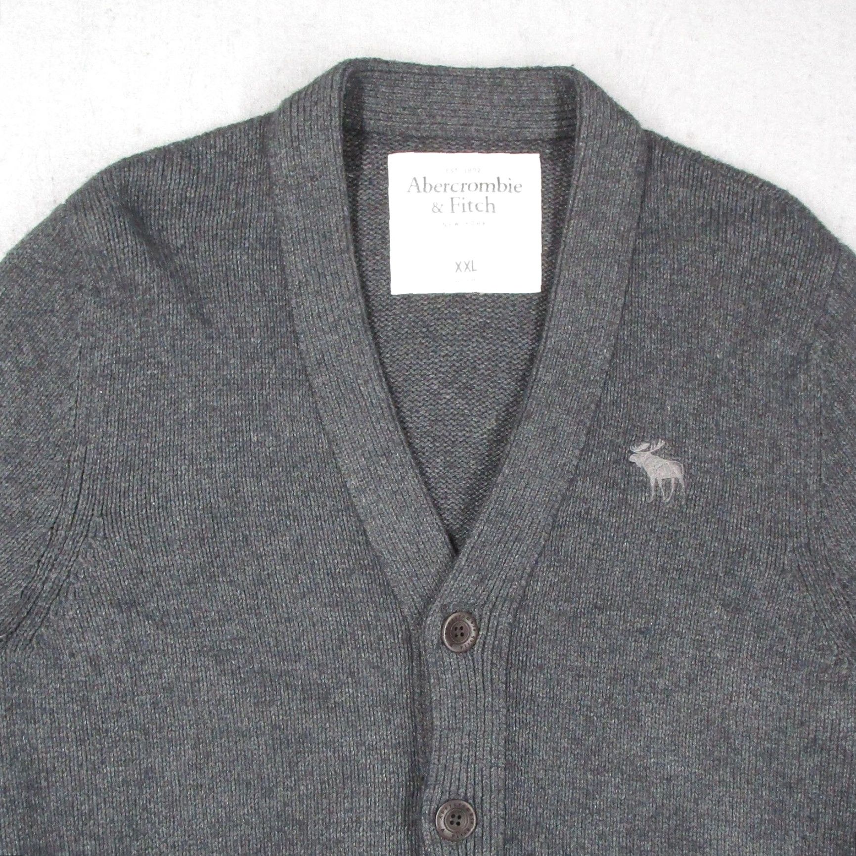 Abercrombie & Fitch VINTAGE Abercrombie & Fitch Cardigan Sweater Mens 2XL Gray Knit V-Neck Pockets Wool-Blend Size US XXL / EU 58 / 5 - 2 Thumbnail